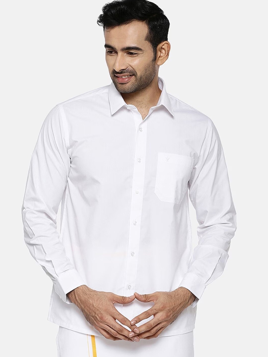 

Ramraj Spread Collar Pure Cotton Regular Fit Casual Shirt, White