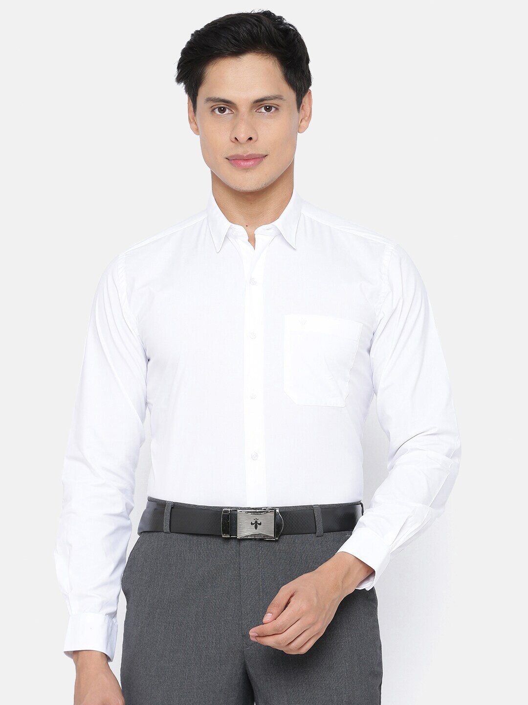 

Ramraj Spread Collar Pure Cotton Regular Fit Formal Shirt, White