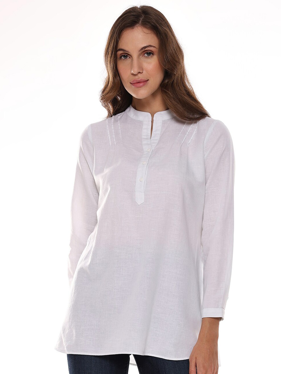 

Gazillion Mandarin Collar Cotton Tunic, White