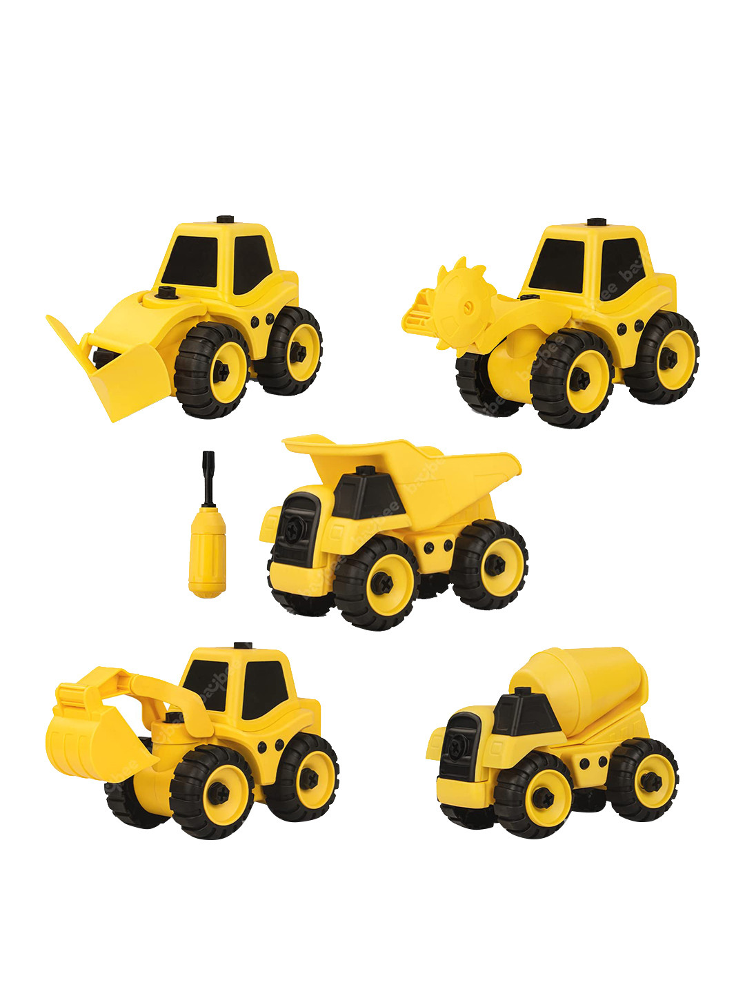 

BAYBEE Kids Friction Powered Push and Go Construction Truck Toys, Yellow