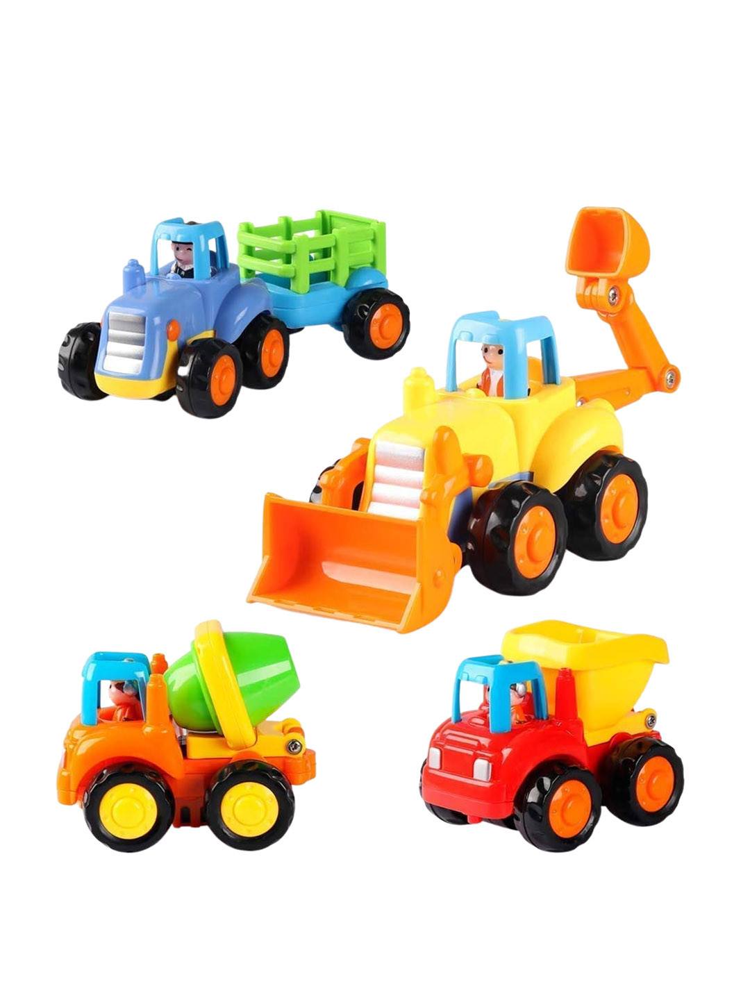 

BAYBEE Unisex Kids Set Of 4 Friction Powered Construction Tractor Toys, Orange