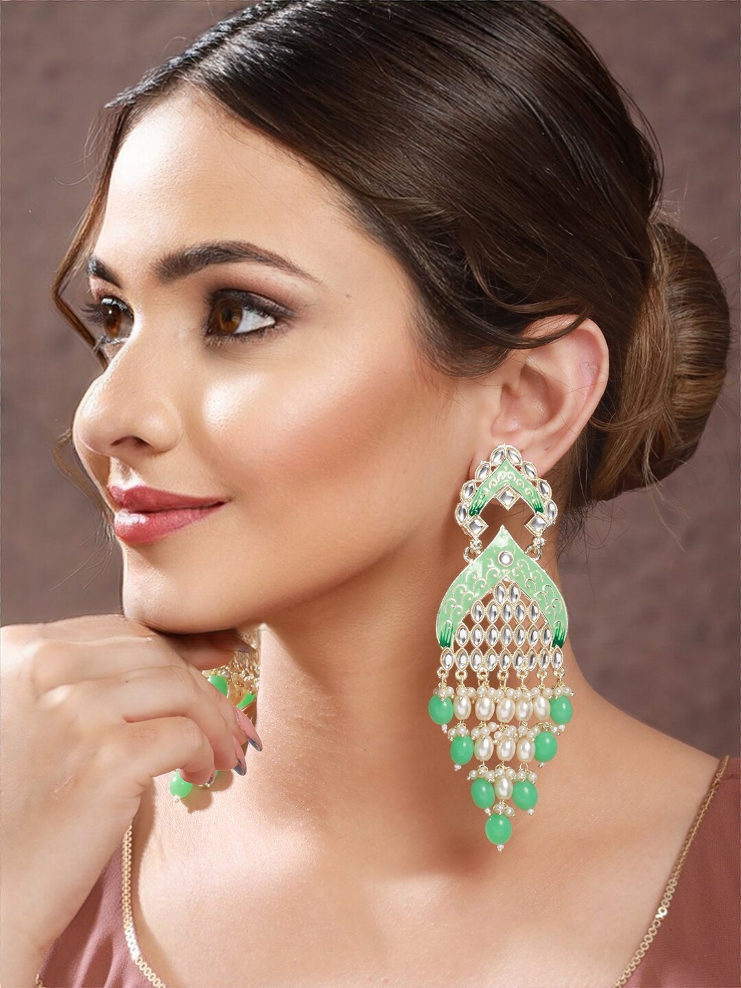 

Priyaasi Gold-Plated Contemporary Drop Earrings