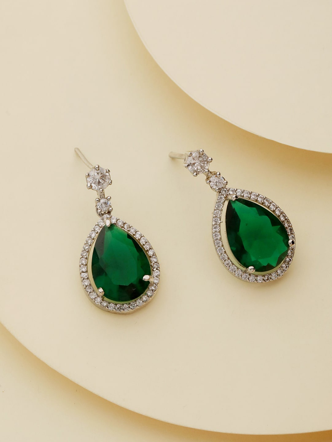

Priyaasi Silver-Plated Teardrop Shaped Drop Earrings