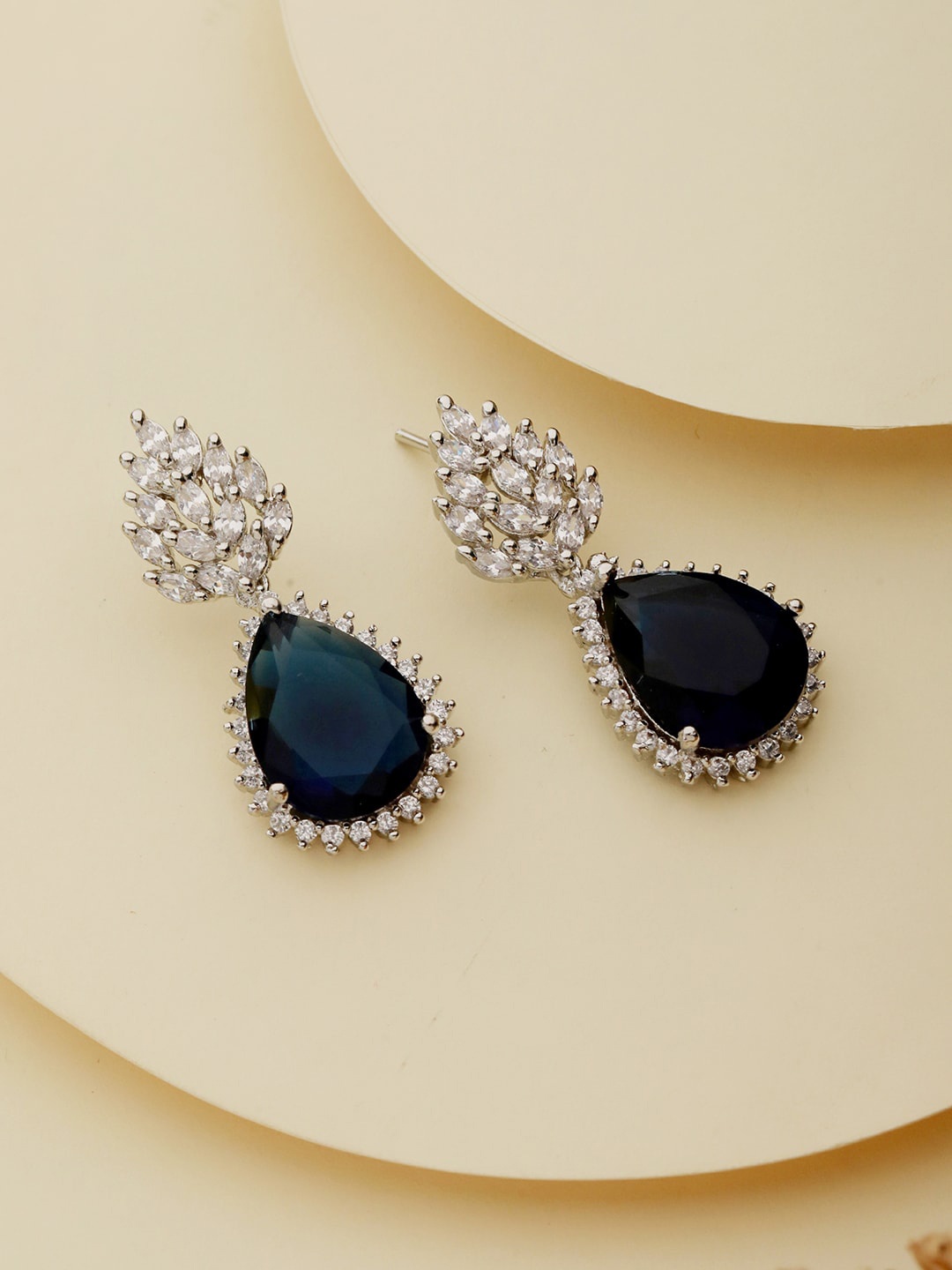 

Priyaasi Silver-Plated Teardrop Shaped Drop Earrings