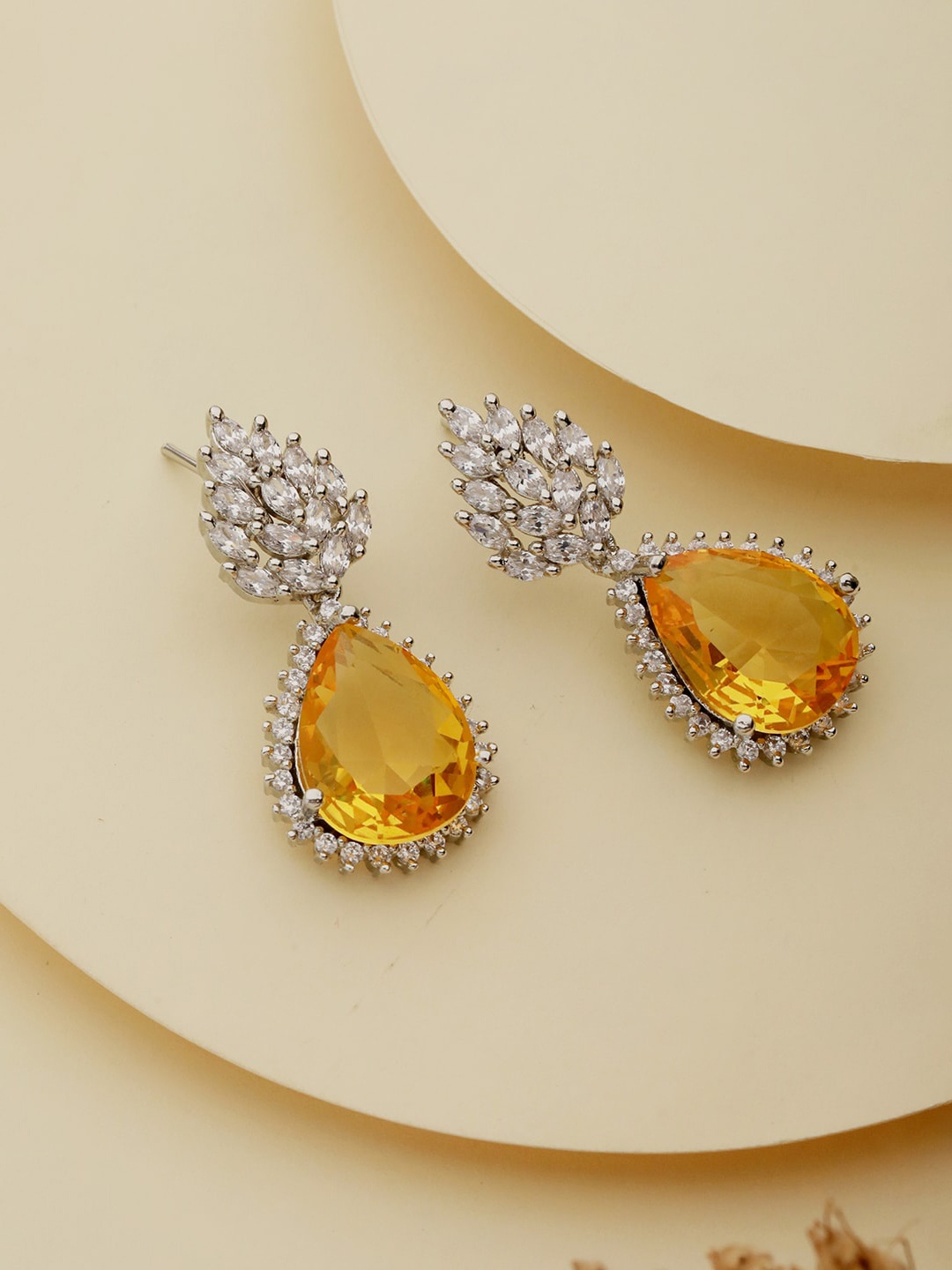 

Priyaasi Silver-Plated Teardrop Shaped Drop Earrings