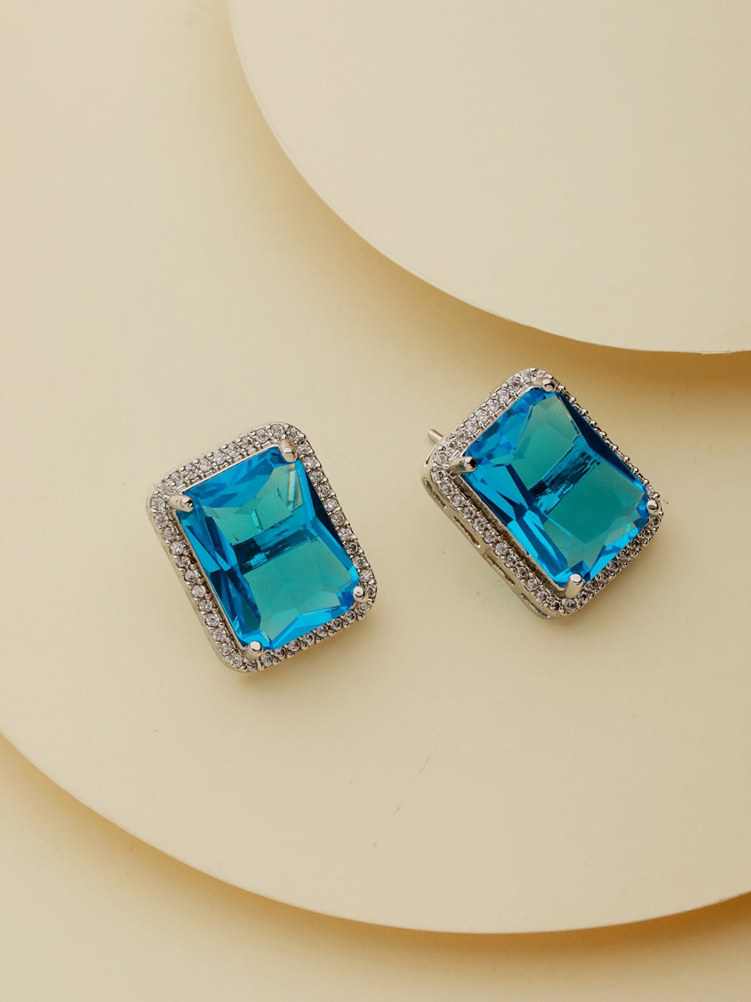 

Priyaasi Silver-pLated Contemporary Studs Earrings