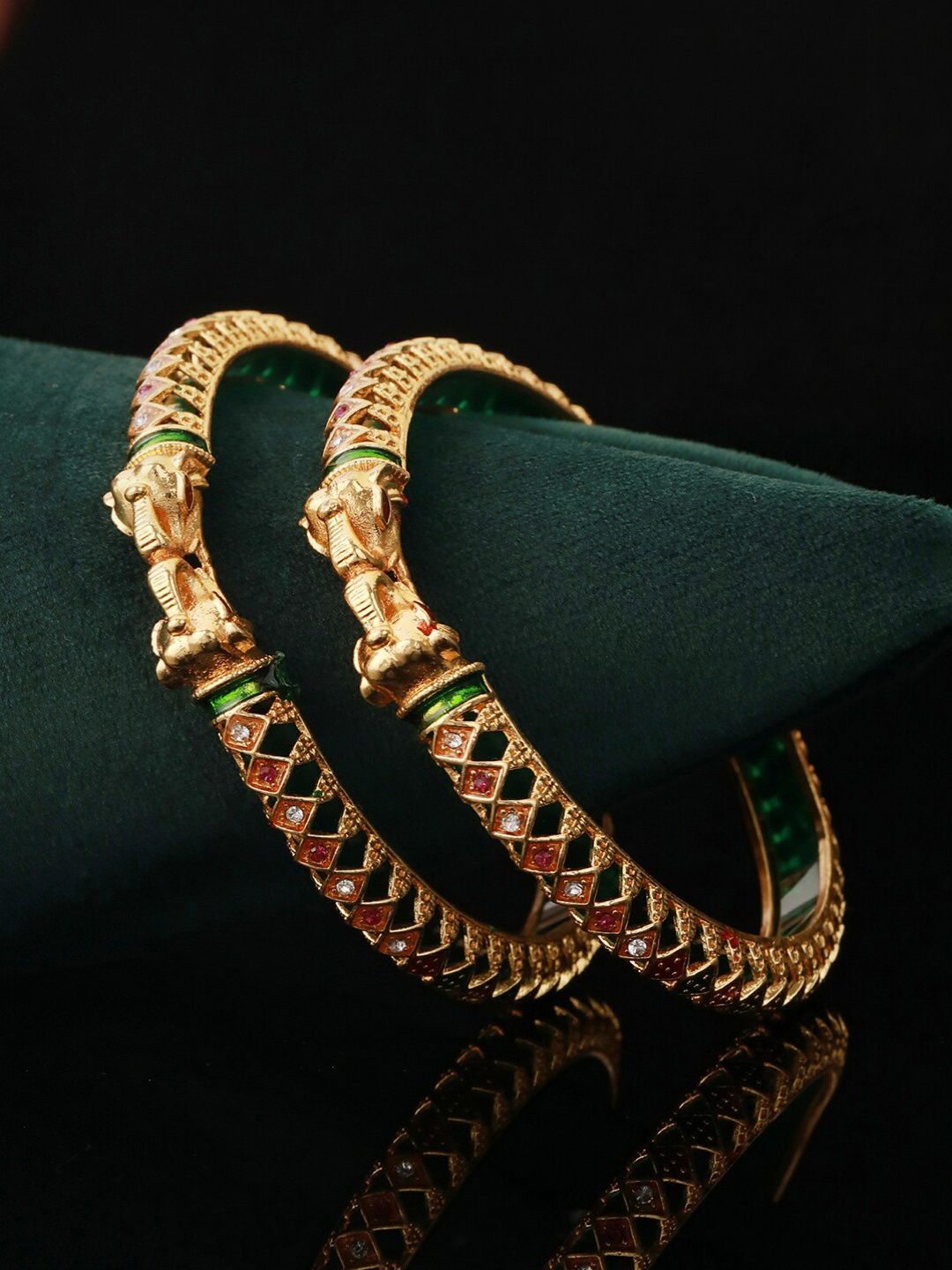 

Priyaasi Set Of 2 Gold-Plated Stones-studded Bangles