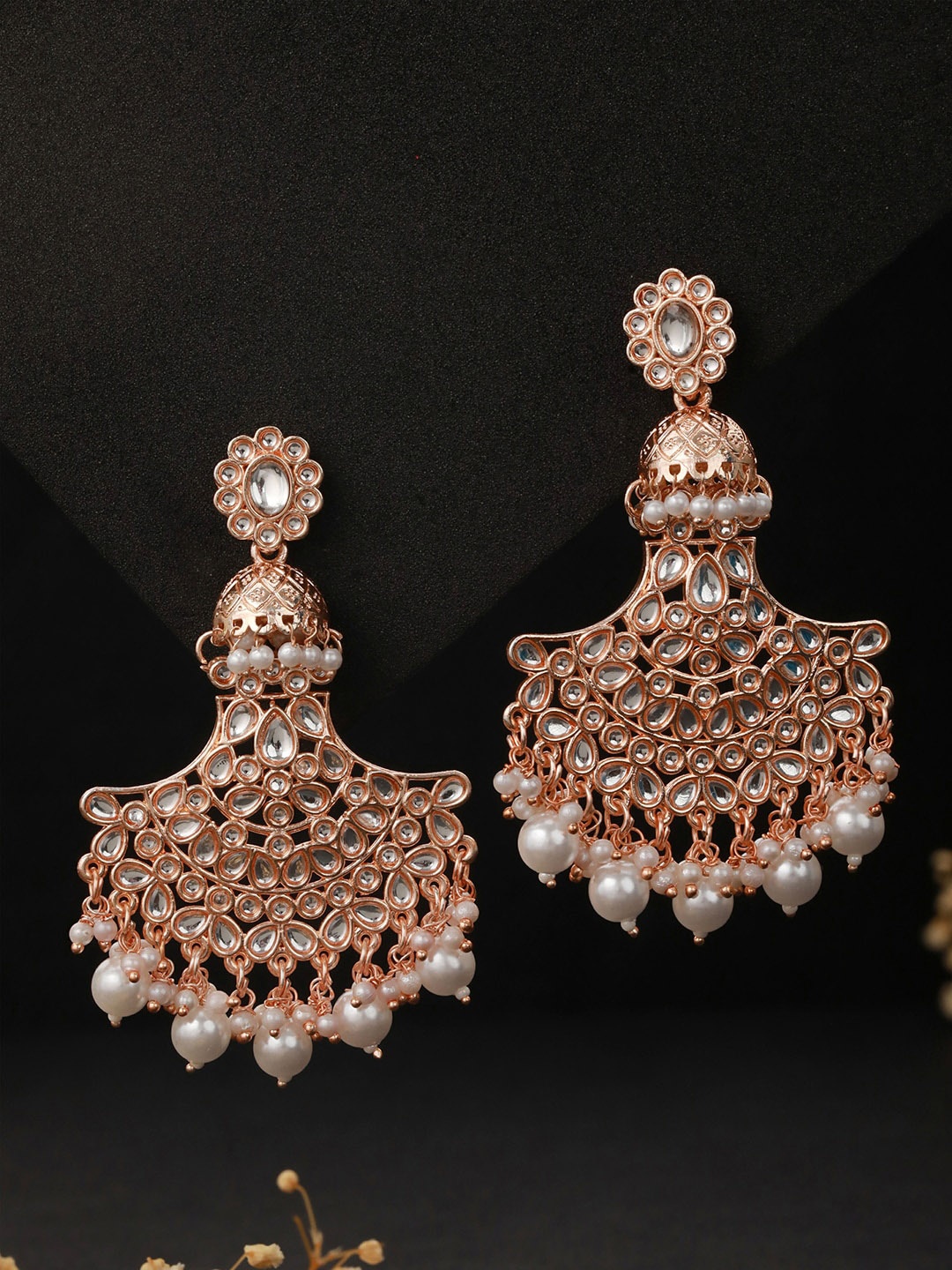 

Priyaasi Rose Gold-Plated Contemporary Drop Earrings
