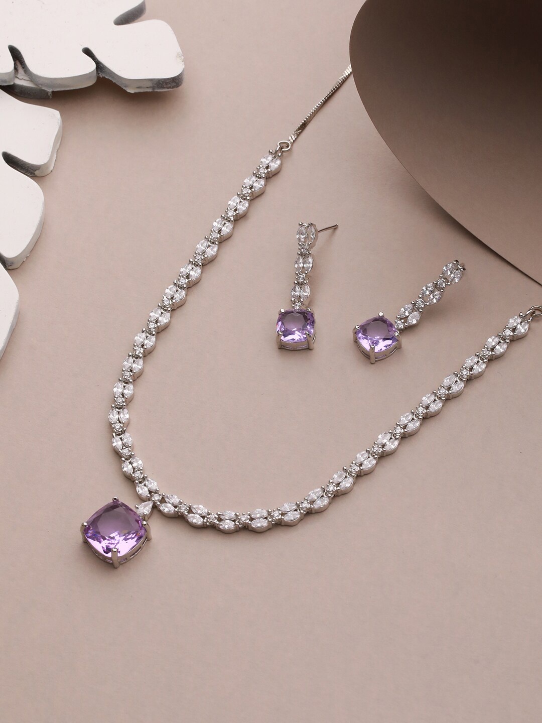 

Priyaasi Silver-Plated AD-Studded Jewellery Set