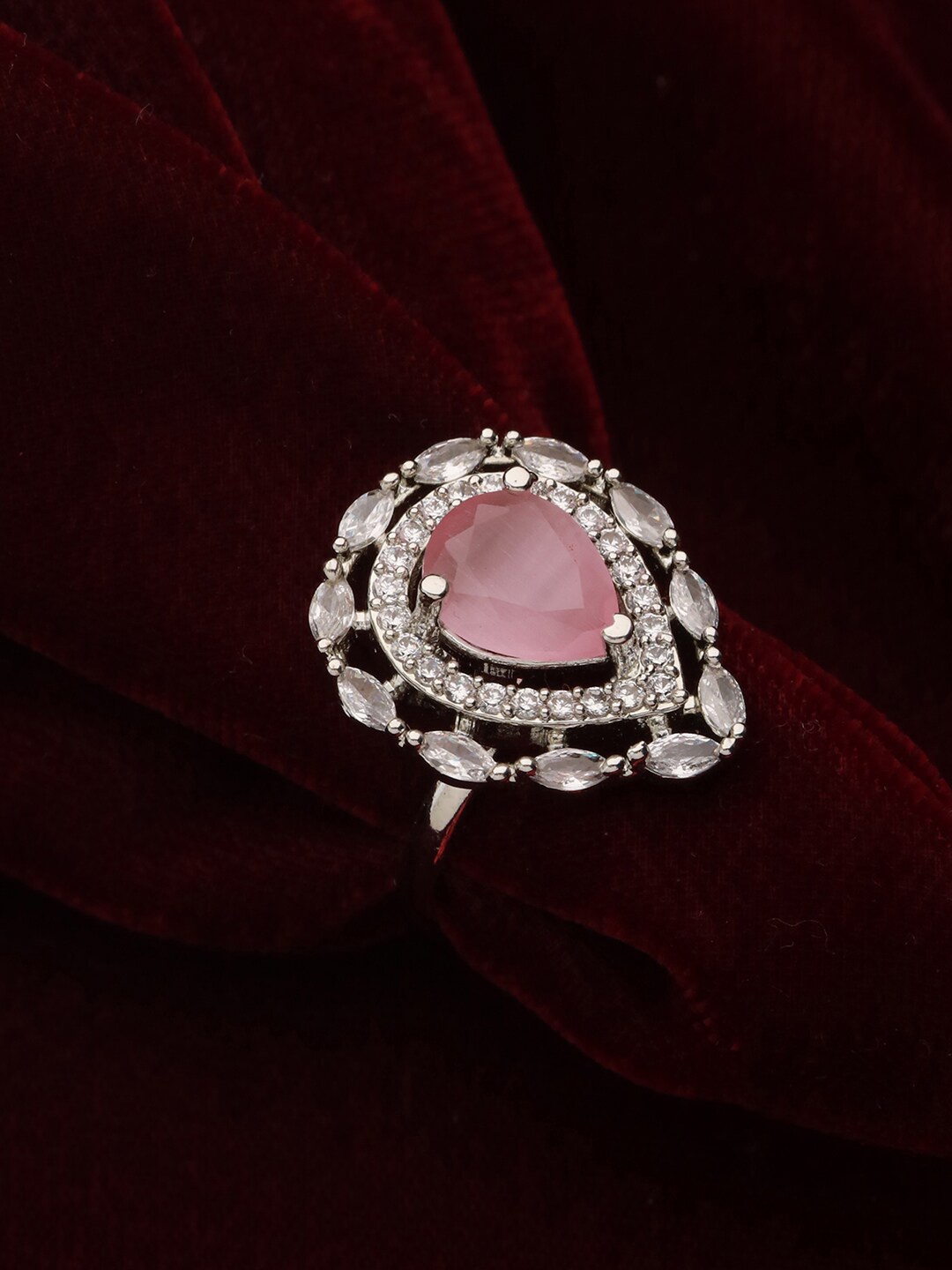 

Priyaasi Silver-Plated AD-Studded Finger Ring