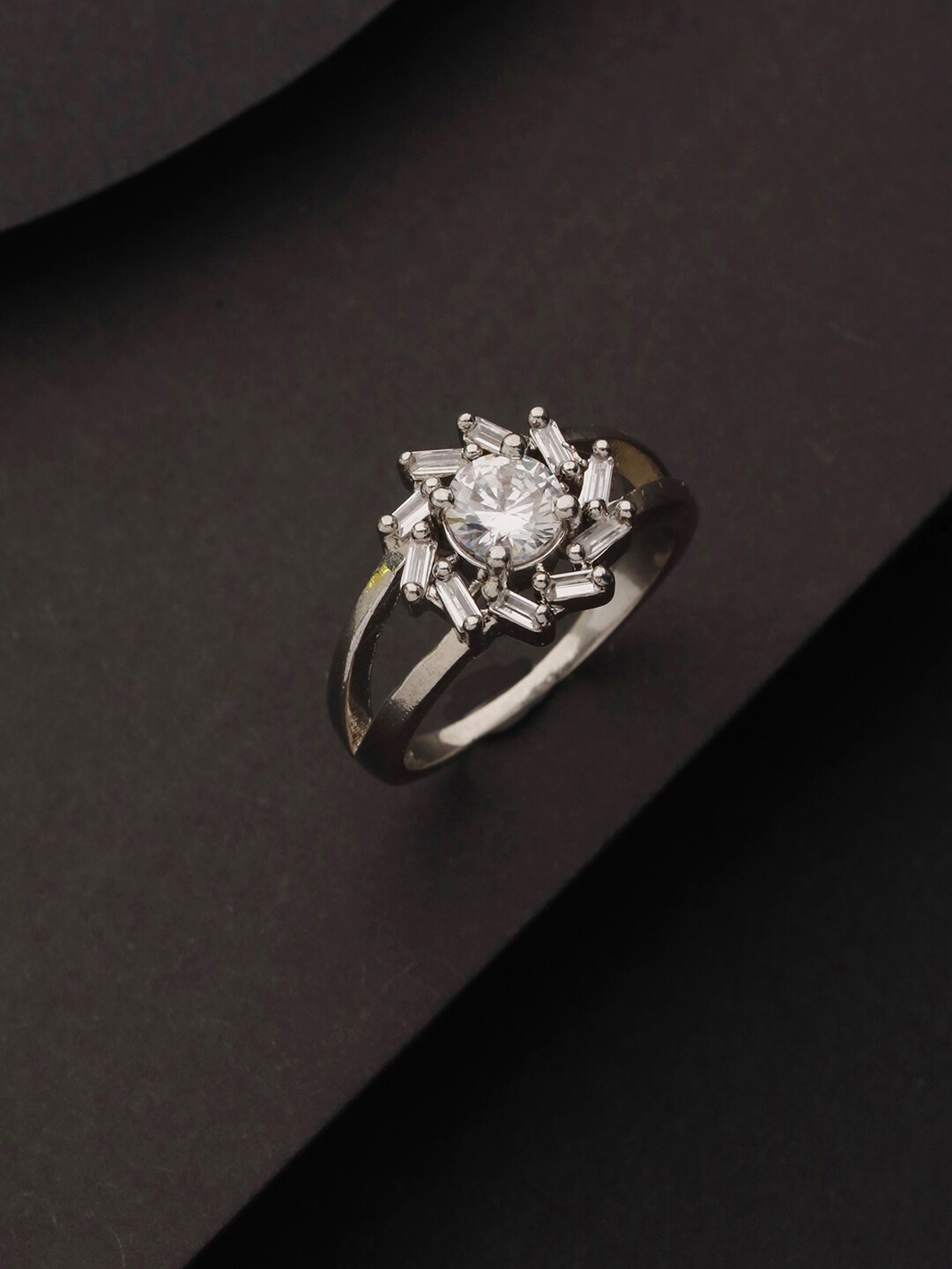 

Priyaasi Silver-Plated AD-Studded Adjustable Finger Ring