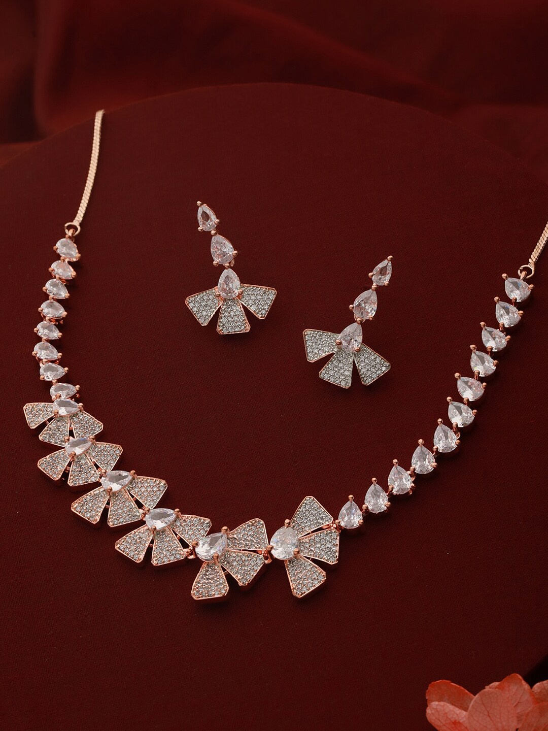

Priyaasi Rose Gold-Plated AD Studded Jewellery Set