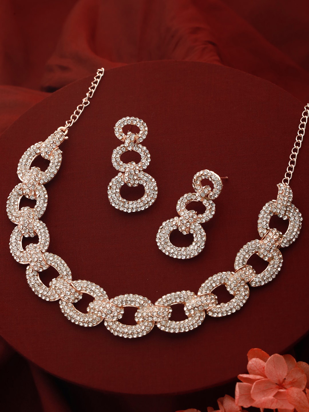 

Priyaasi Rose Gold-Plated Stone Studded Jewellery Set