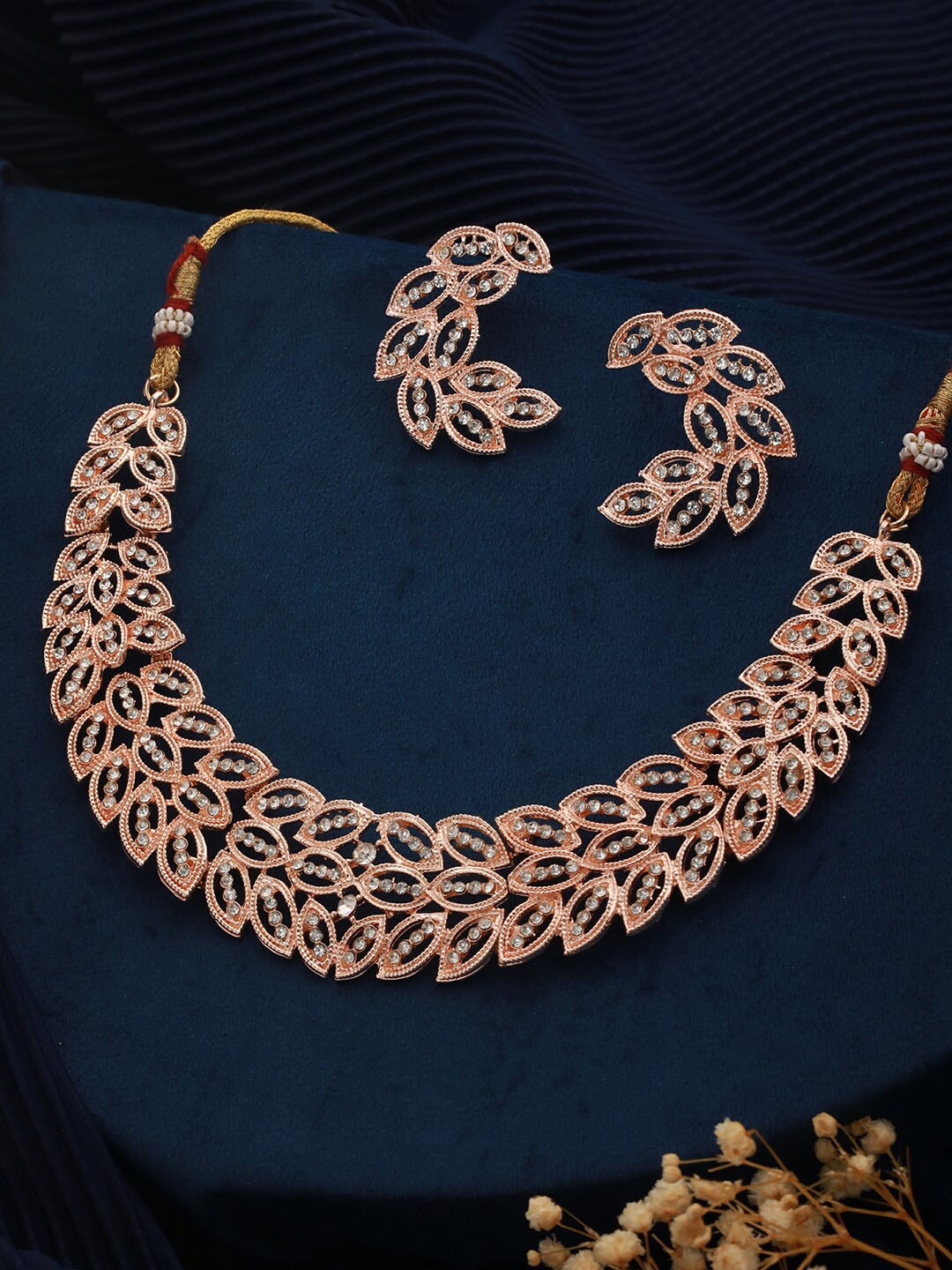 

Priyaasi Rose Gold-Plated Stone-Studded JewellerySet