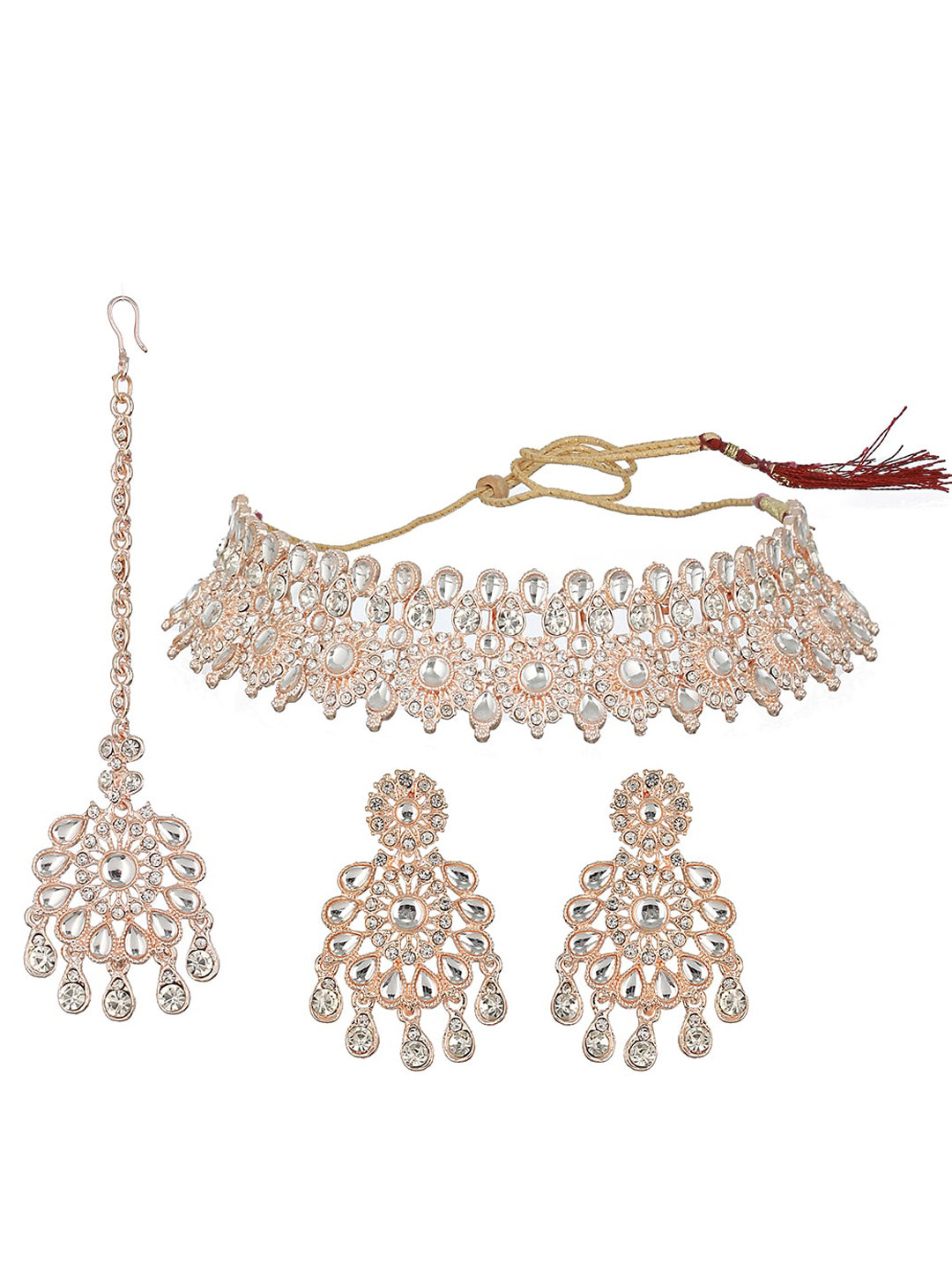 

Priyaasi Rose Gold-Plated Stone Studded Jewellery Set