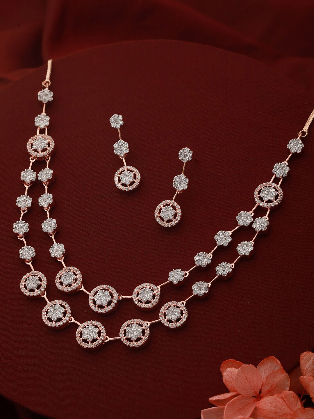 

Priyaasi Rose Gold-Plated AD-Studded Jewellery Set