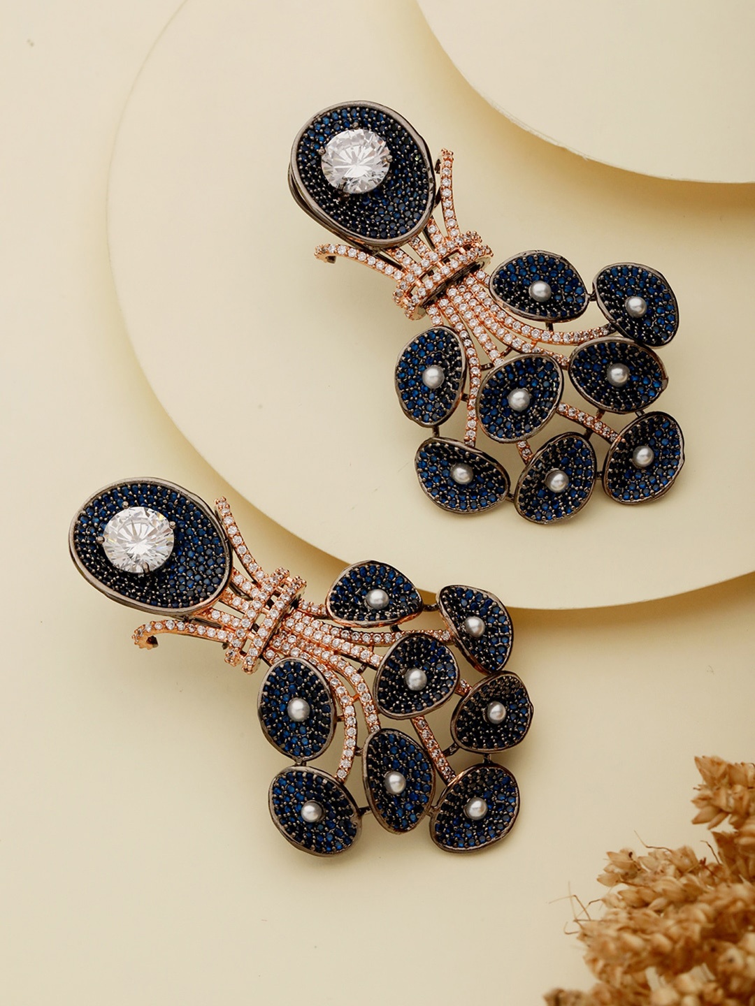 

Priyaasi Silver-Plated Contemporary Drop Earrings