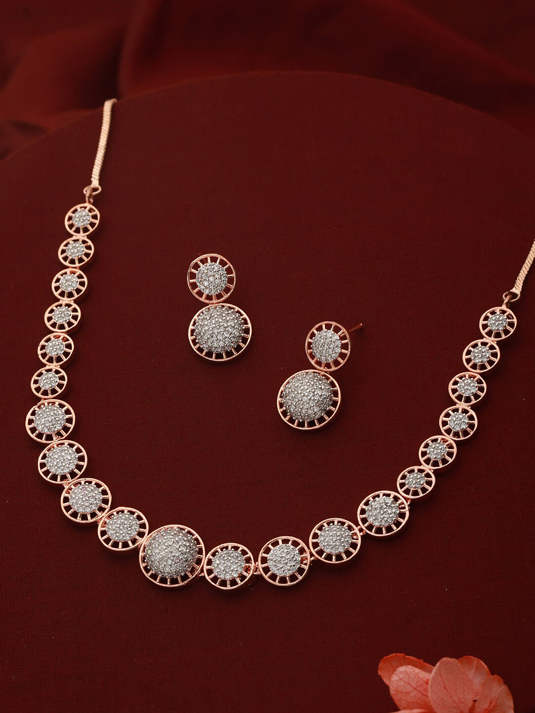 

Priyaasi Rose Gold-Plated AD Studded Jewellery Set