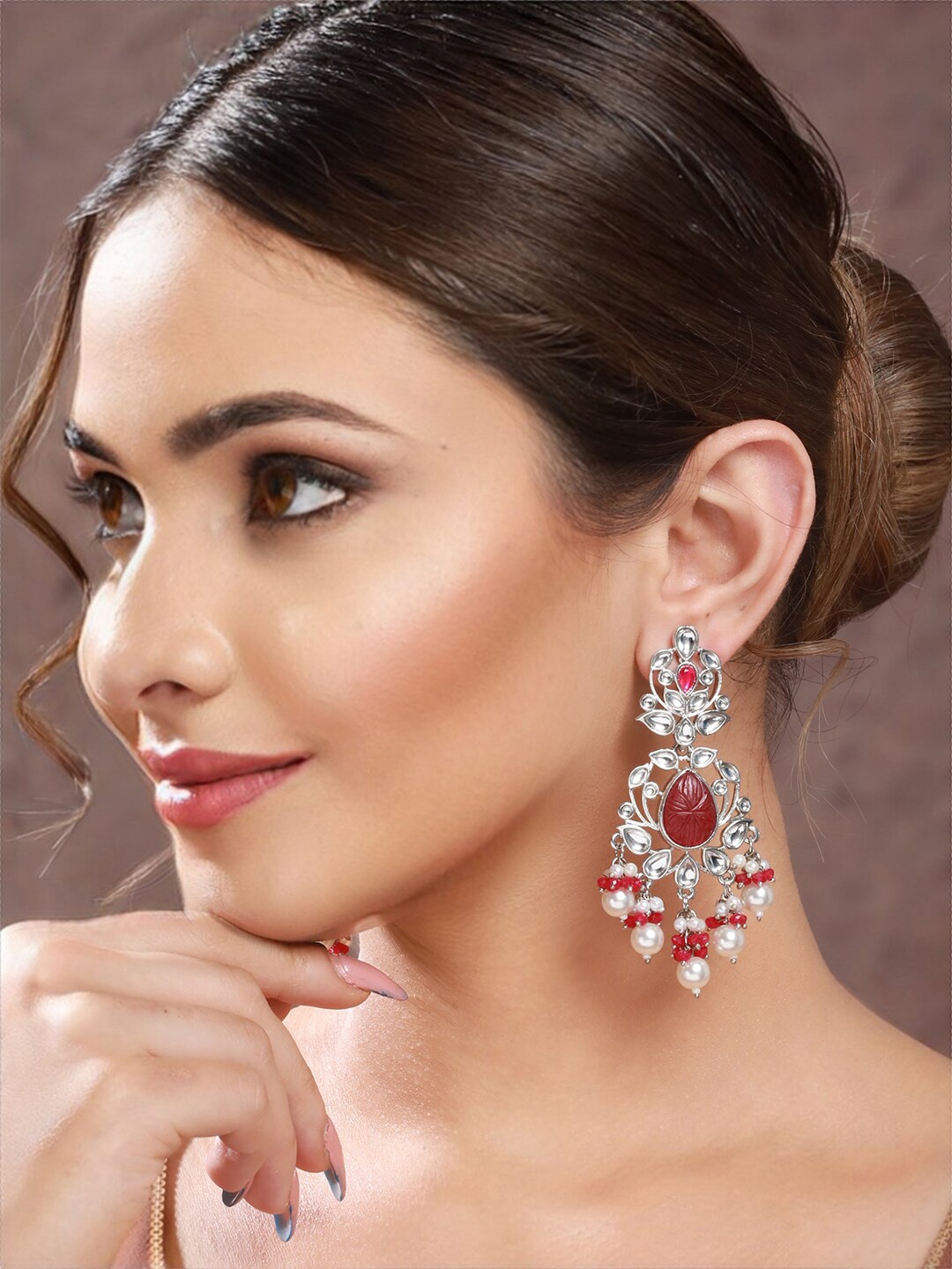 

Priyaasi Silver-Plated Contemporary Drop Earrings