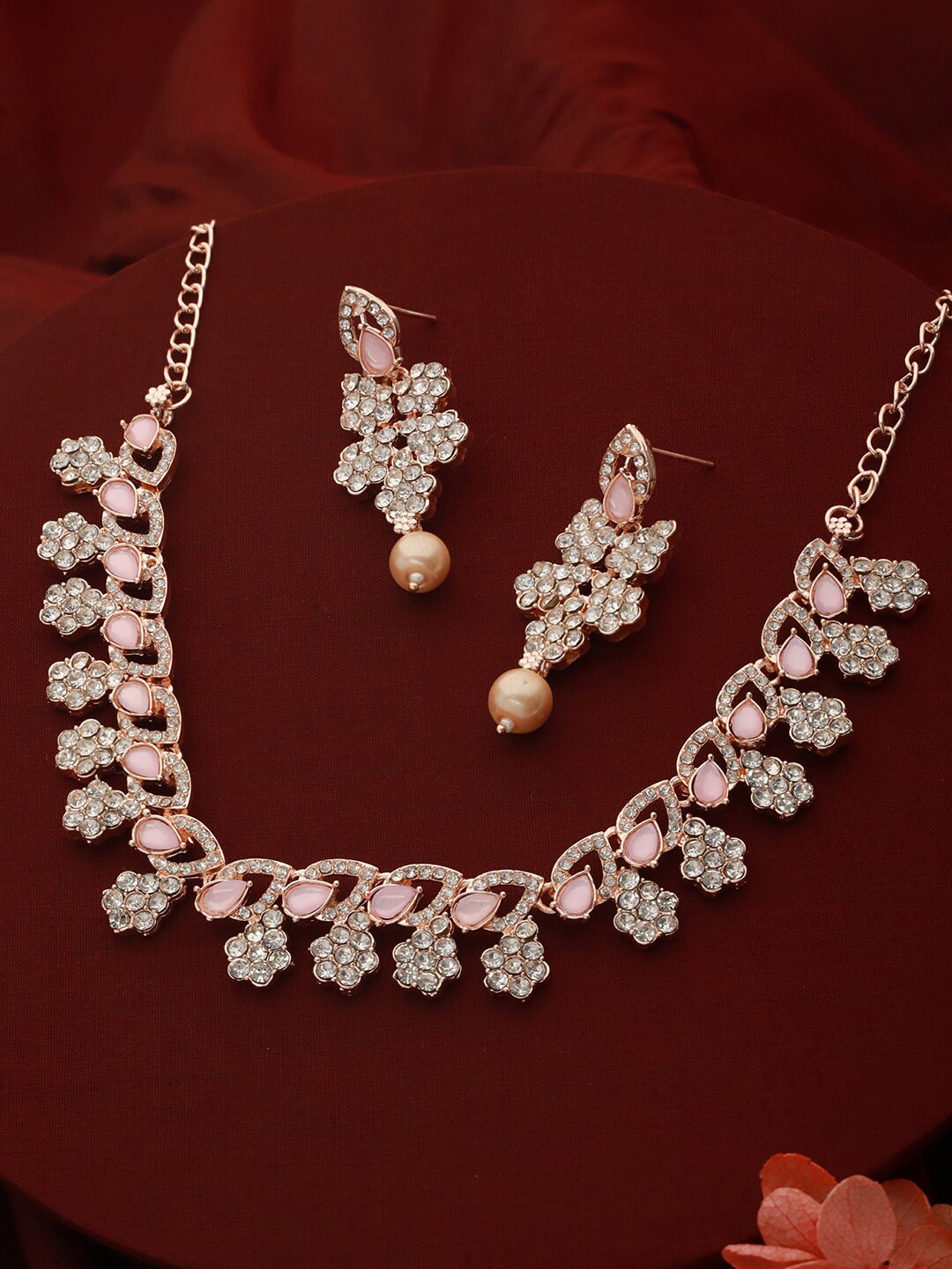 

Priyaasi Rose Gold-Plated AD-Studded Jewellery Set