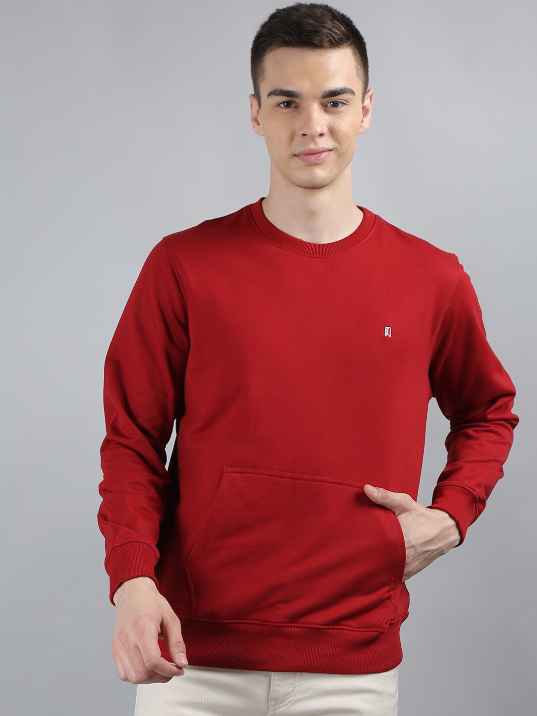 

TIM PARIS Long Sleeves Cotton Pullover, Red