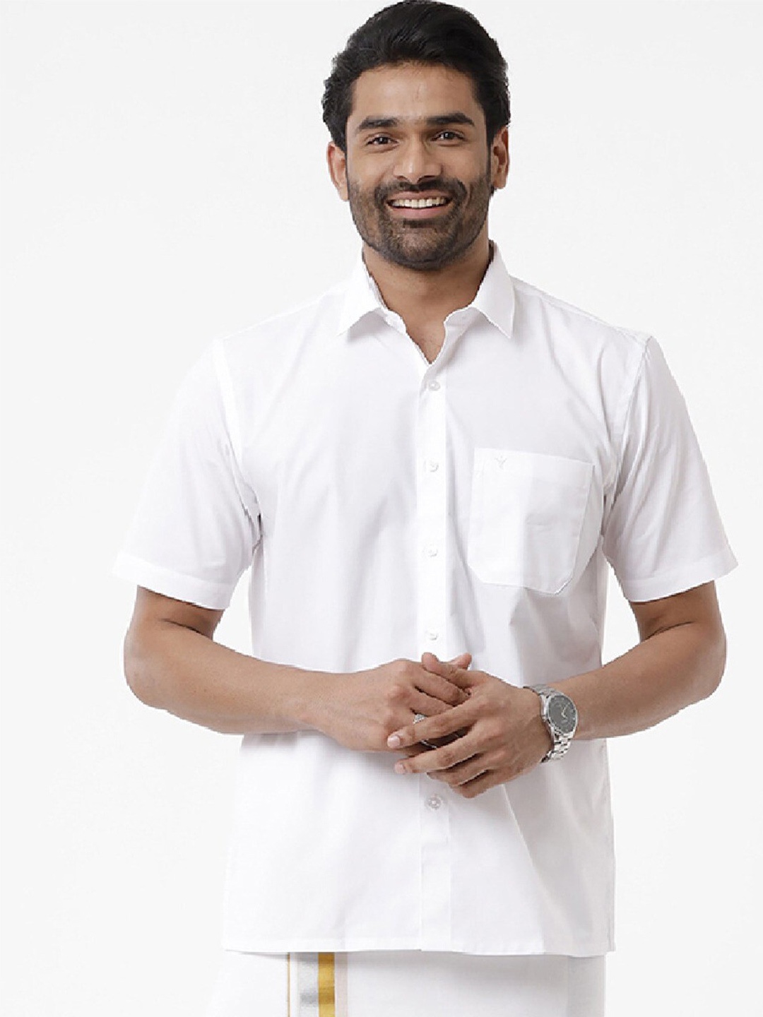 

Ramraj Spread Collar Cotton Casual Shirt, White