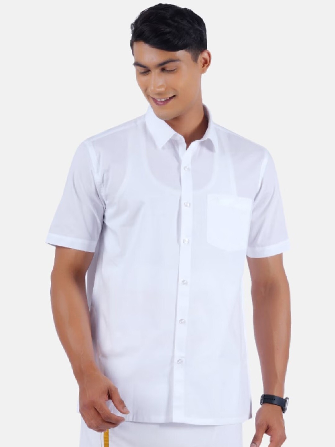 

Ramraj Spread Collar Opaque Cotton Casual Shirt, White