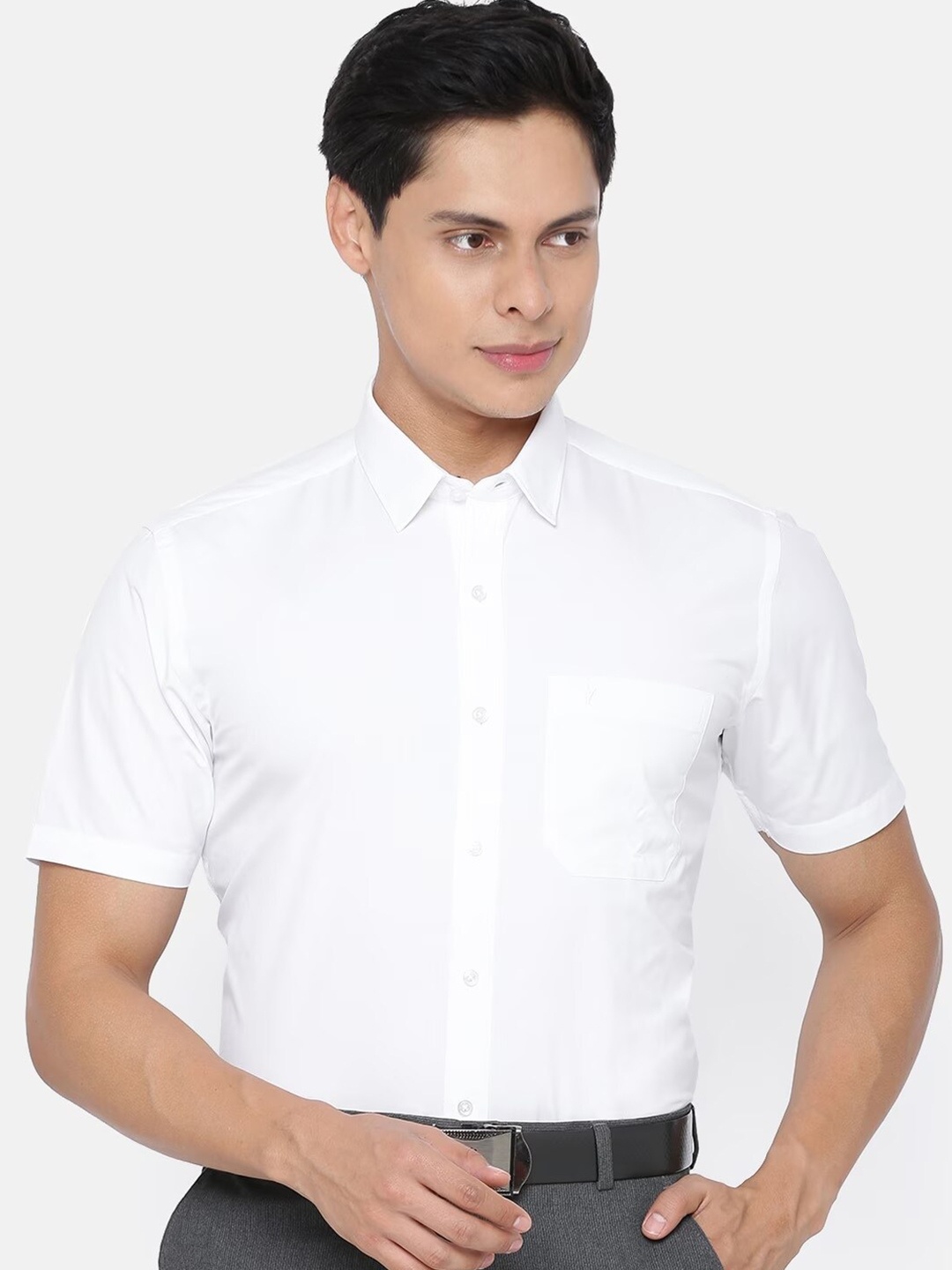 

Ramraj Spread Collar Opaque Cotton Casual Shirt, White