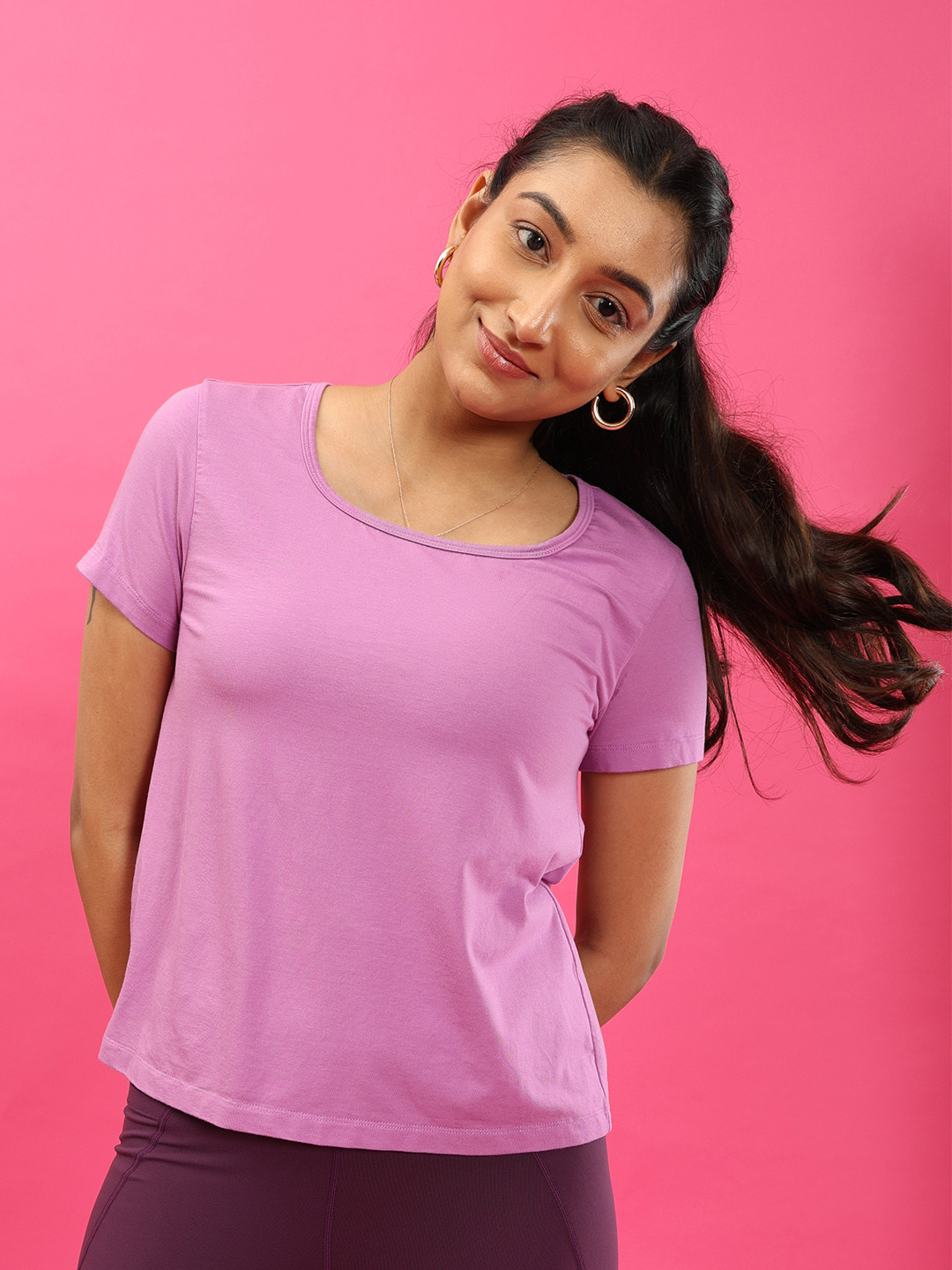 

Blissclub Round Neck Moisture Wicking Cotton T-shirt, Lavender