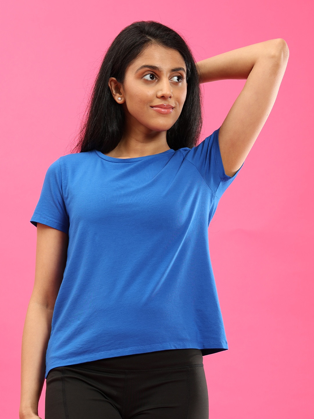 

Blissclub Round Neck Moisture Wicking Cotton T-shirt, Blue
