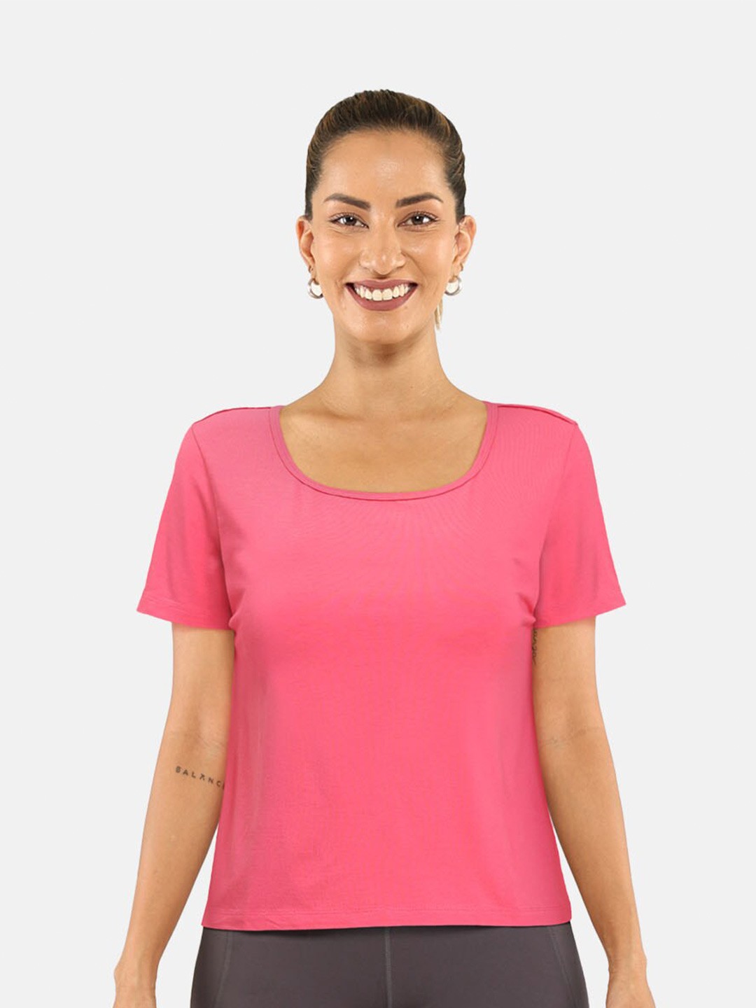 

Blissclub Round Neck Moisture Wicking Cotton T-shirt, Pink