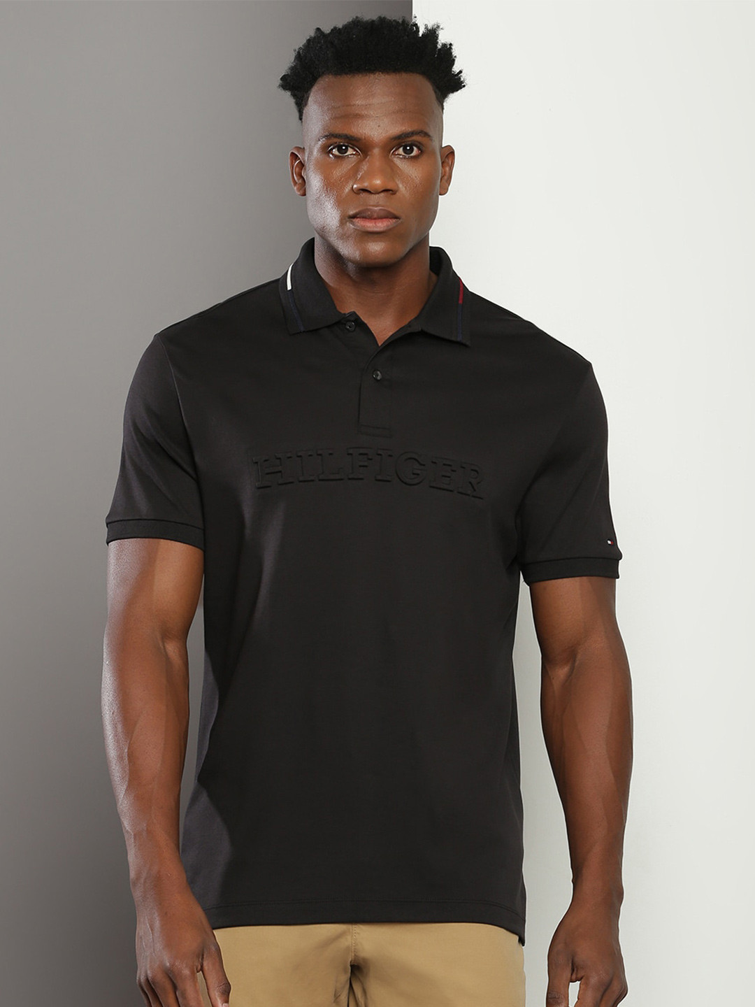 

Tommy Hilfiger Polo Collar Regular Fit Cotton Casual T-shirt, Black