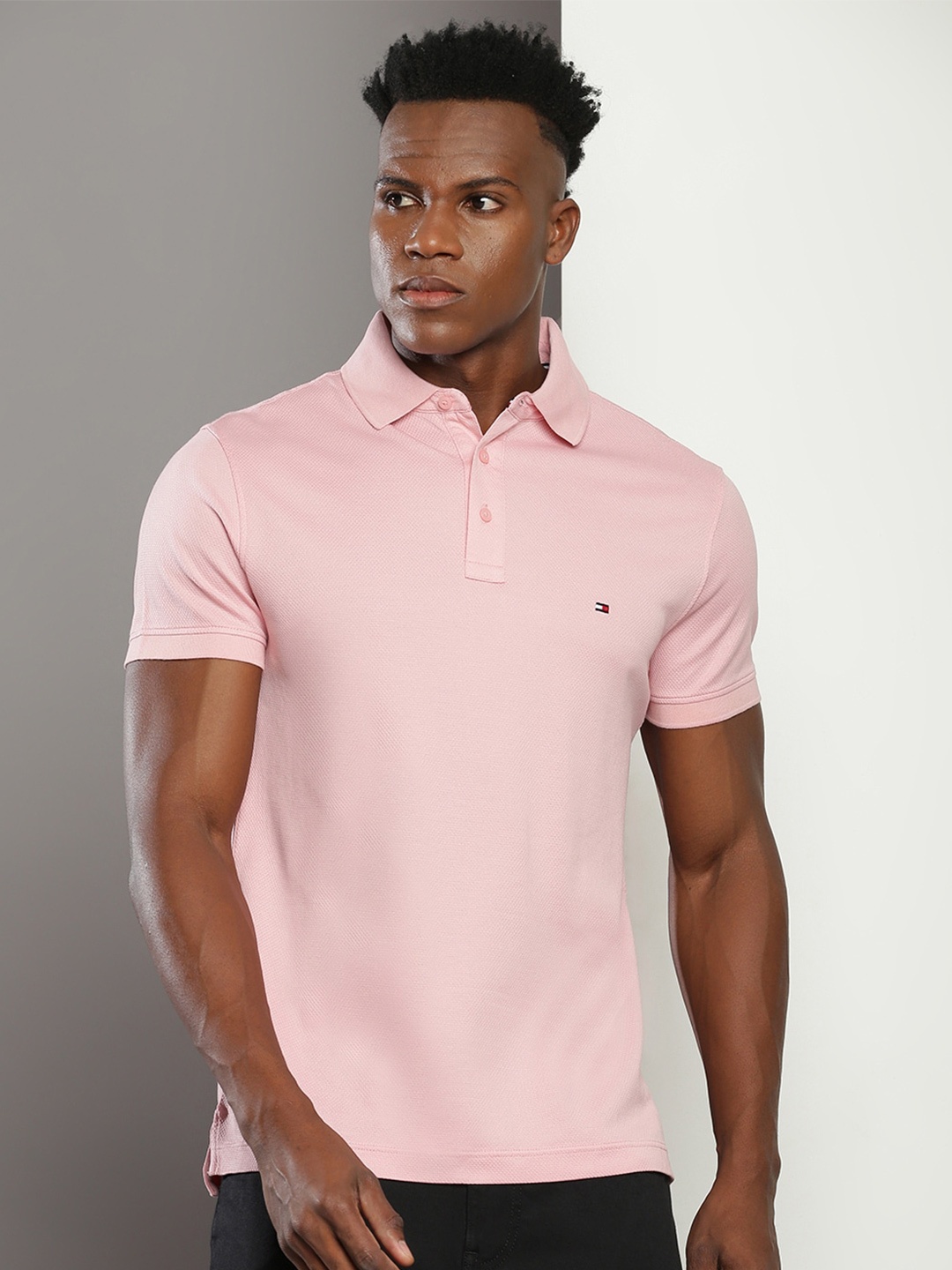 

Tommy Hilfiger Polo Collar Slim Fit Cotton Casual T-shirt, Pink