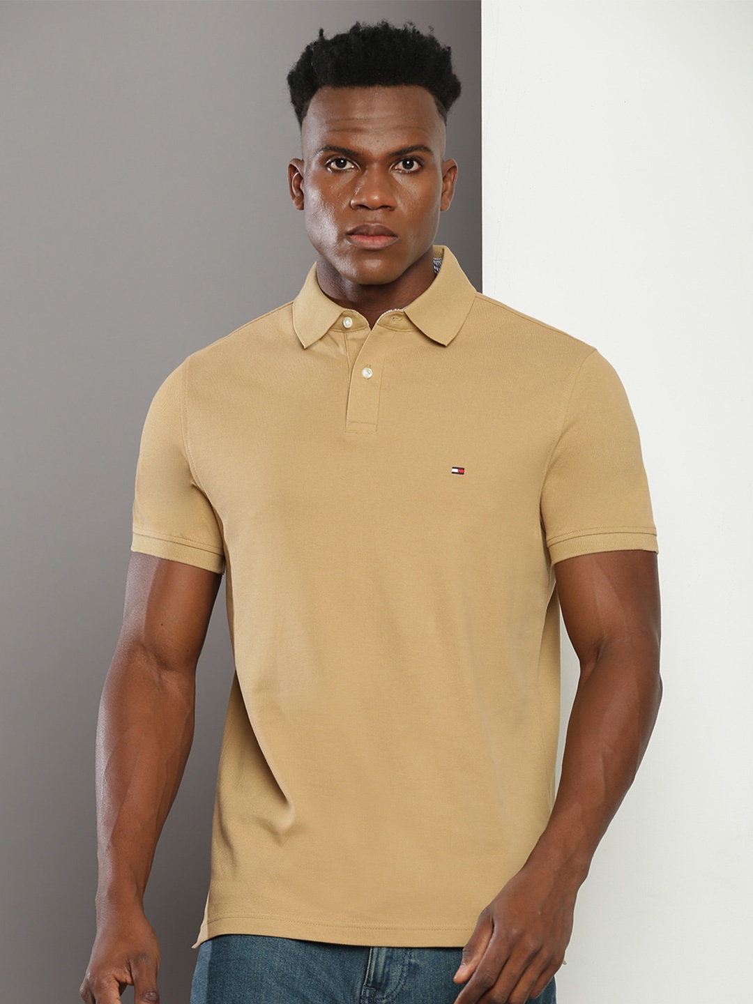 

Tommy Hilfiger Polo Collar Regular Fit Cotton Casual T-shirt, Beige