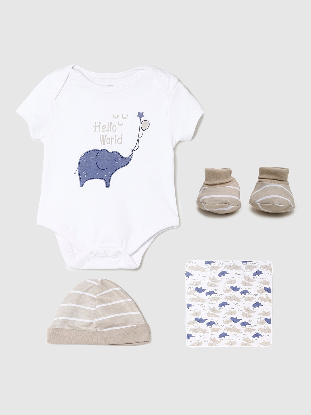 

max Infant Boys Set of 4 Pure Cotton Baby Apparel Gift Set, White