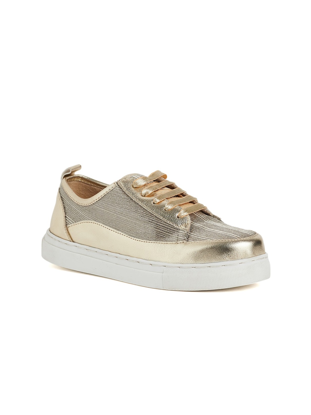 

Coral Haze Women Melanie Textured Comfort Sole Metallic Sneakers, Gold