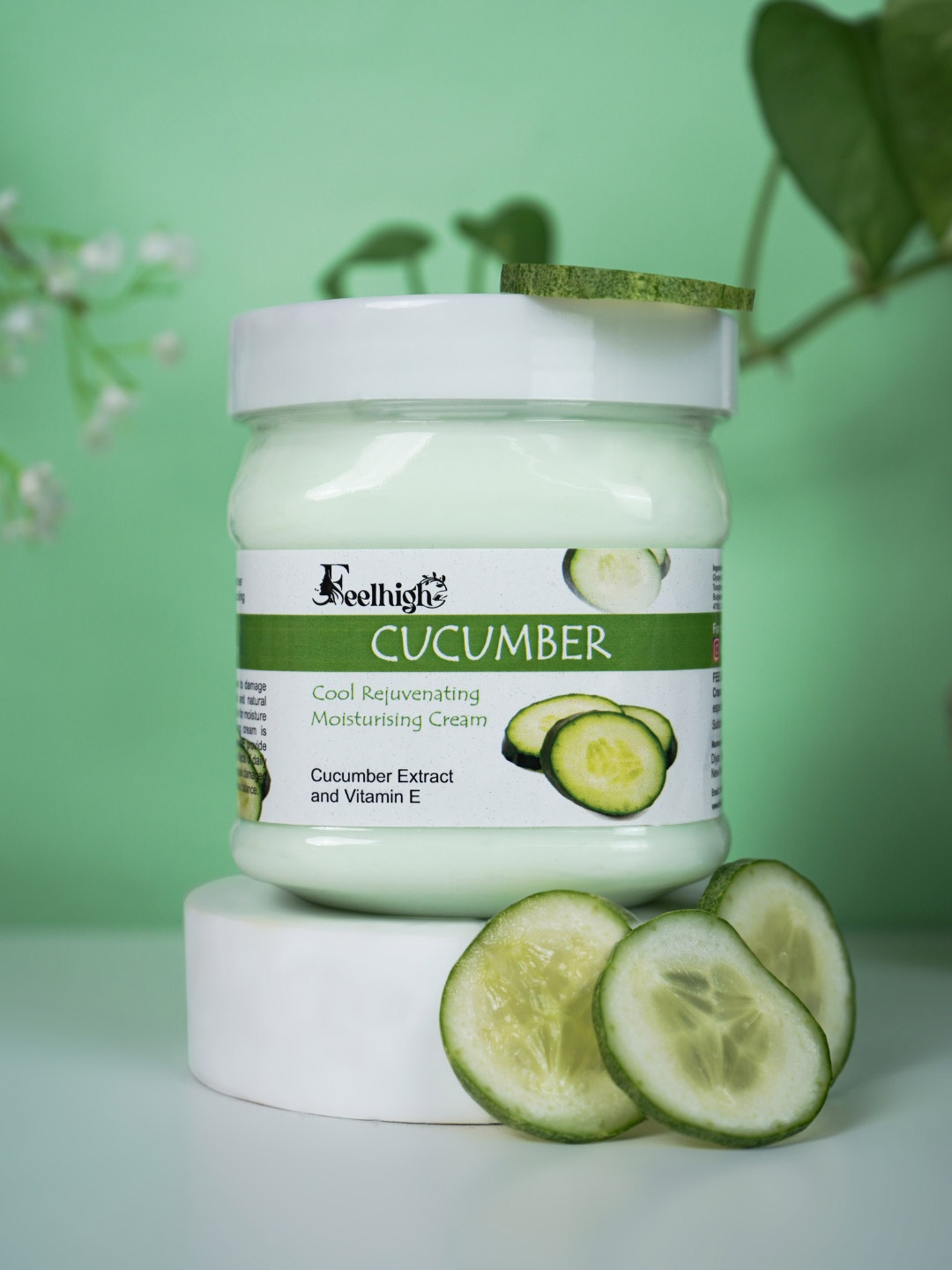 

FEELHIGH Cucumber Cool Rejuvenating Moisturizing Face & Body Cream 500ml, Green