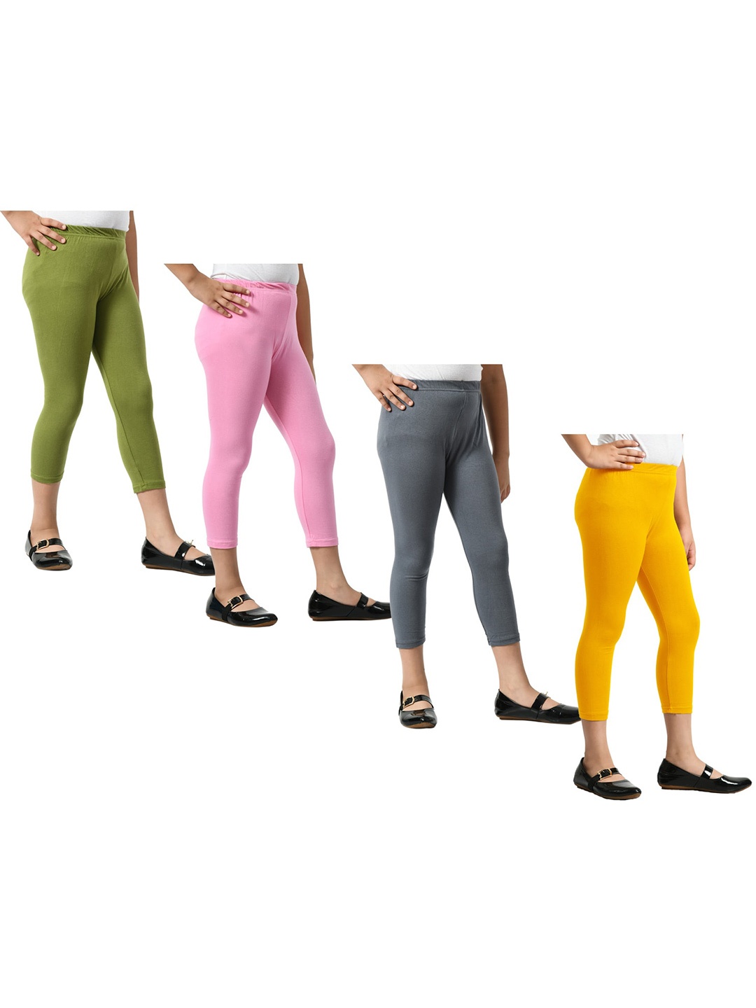 

BAESD Girls Pack Of 4 Mid-Rise Capris, Yellow