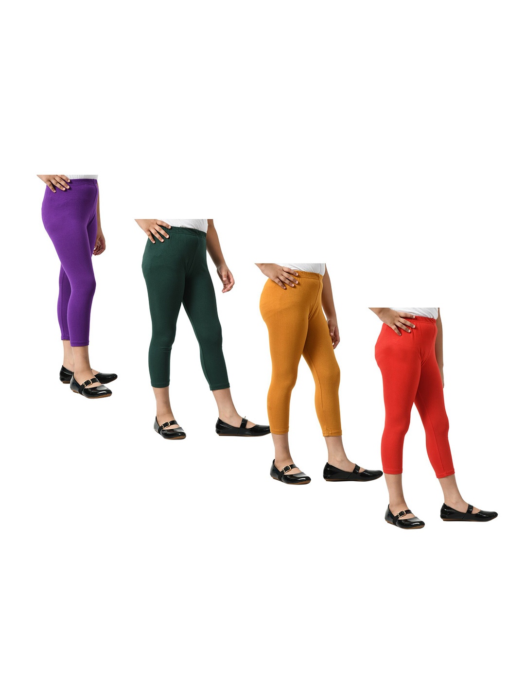

BAESD Girls Pack Of 3 Mid Rise Cotton Capris, Red