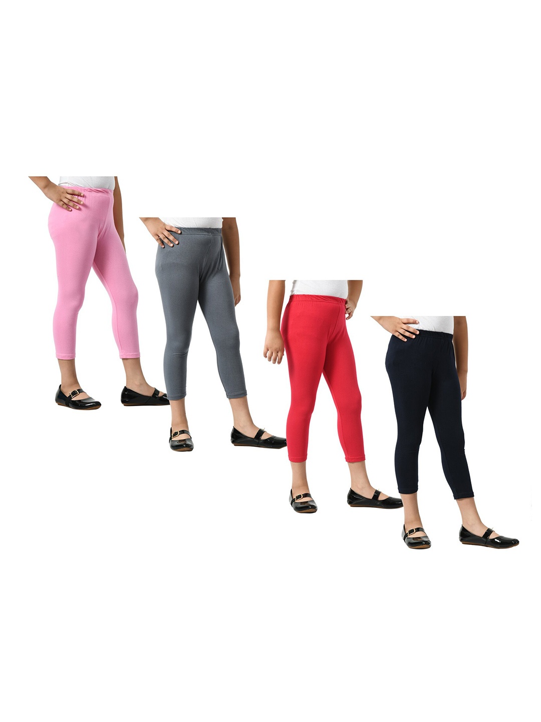 

BAESD Girls Pack Of 4 Mid-Rise Skinny Fit Capris, Red