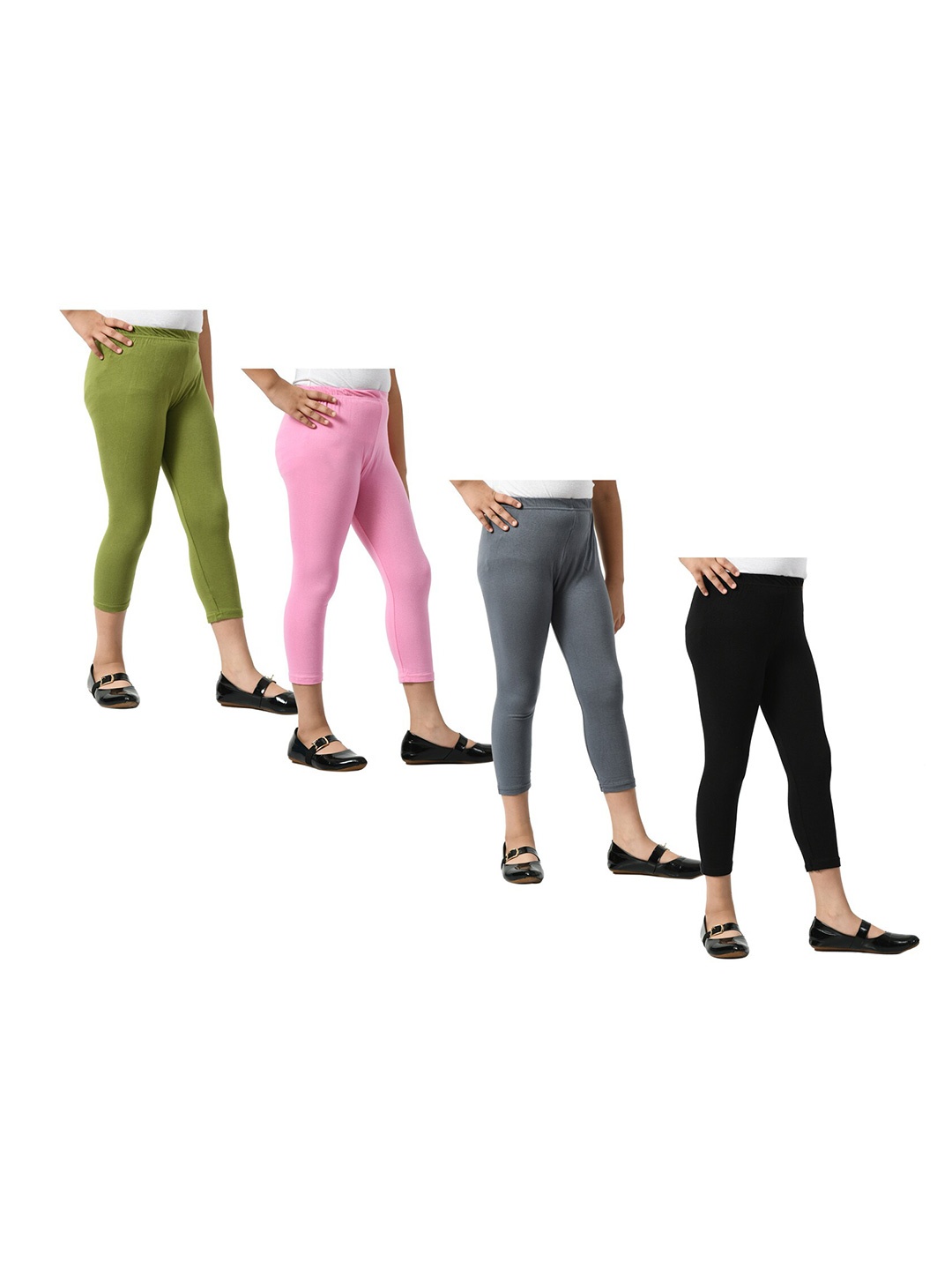 

BAESD Girls Pack Of 4 Mid-Rise Skinny Fit Capris, Pink