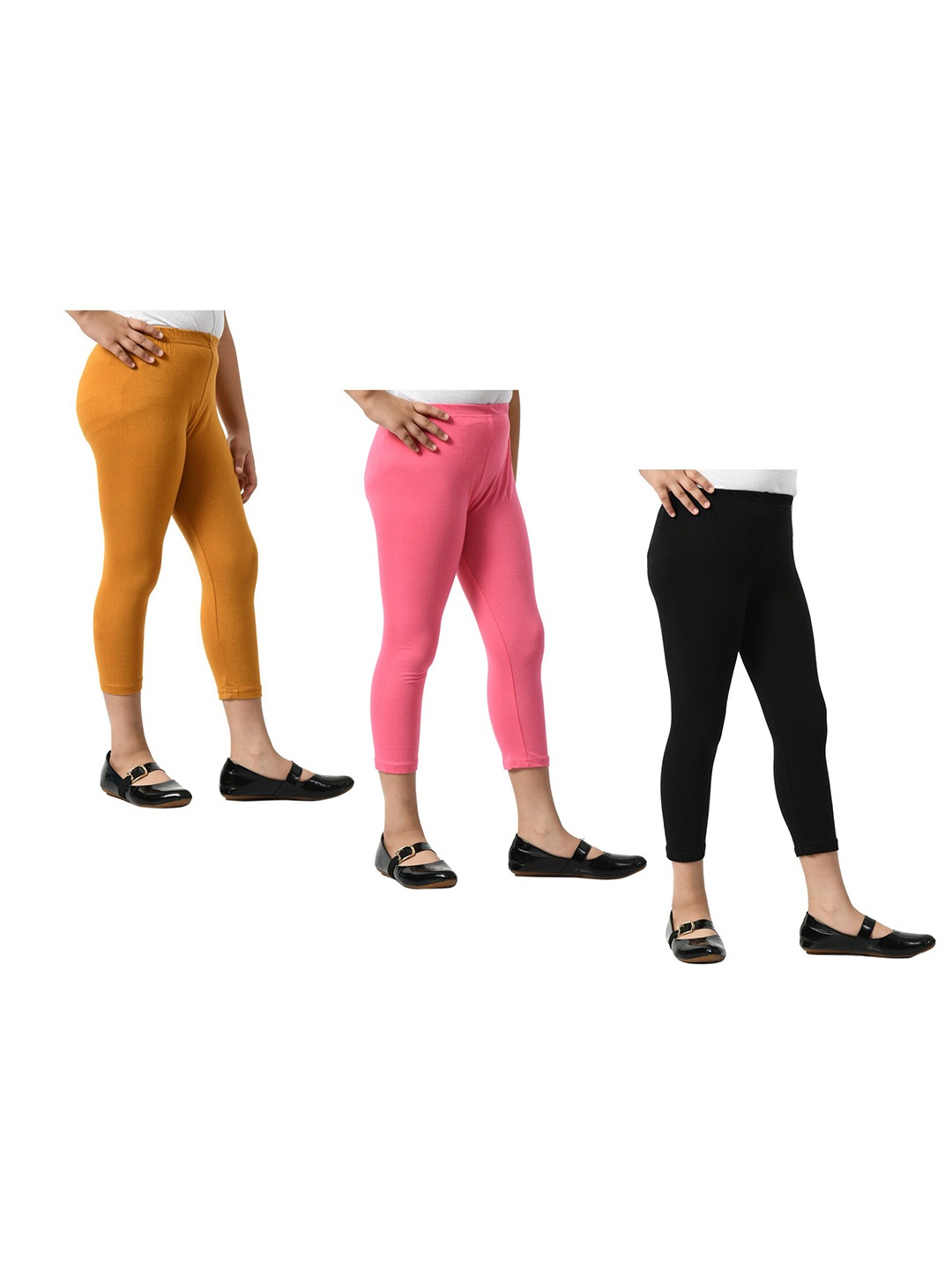 

BAESD Girls Pack Of 3 Mid-Rise Skinny Fit Capris, Pink