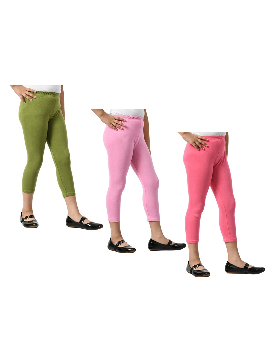 

BAESD Girls Pack Of 3 Mid-Rise Skinny Fit Capris, Pink