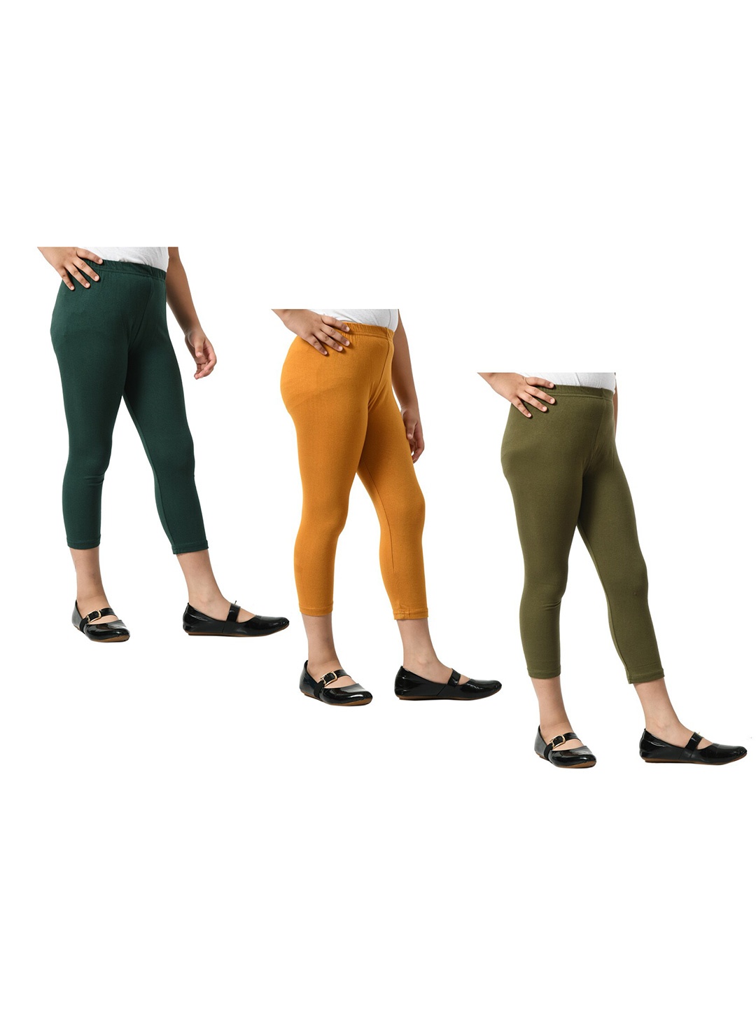 

BAESD Girls Pack Of 3 Skinny Fit Capris, Mustard