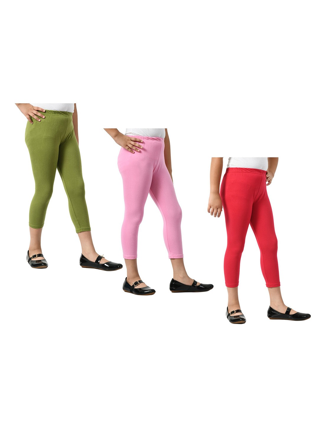 

BAESD Girls Pack Of 3 Mid-Rise Skinny Fit Capris, Pink