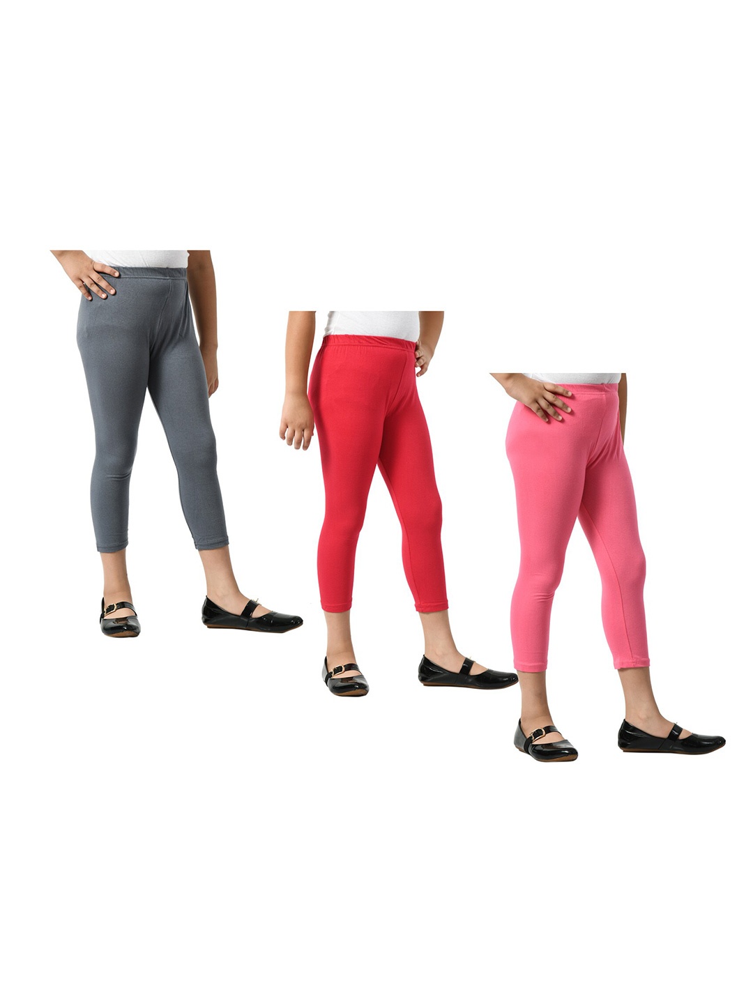 

BAESD Girls Pack Of 3 Mid-Rise Skinny Fit Capris, Red