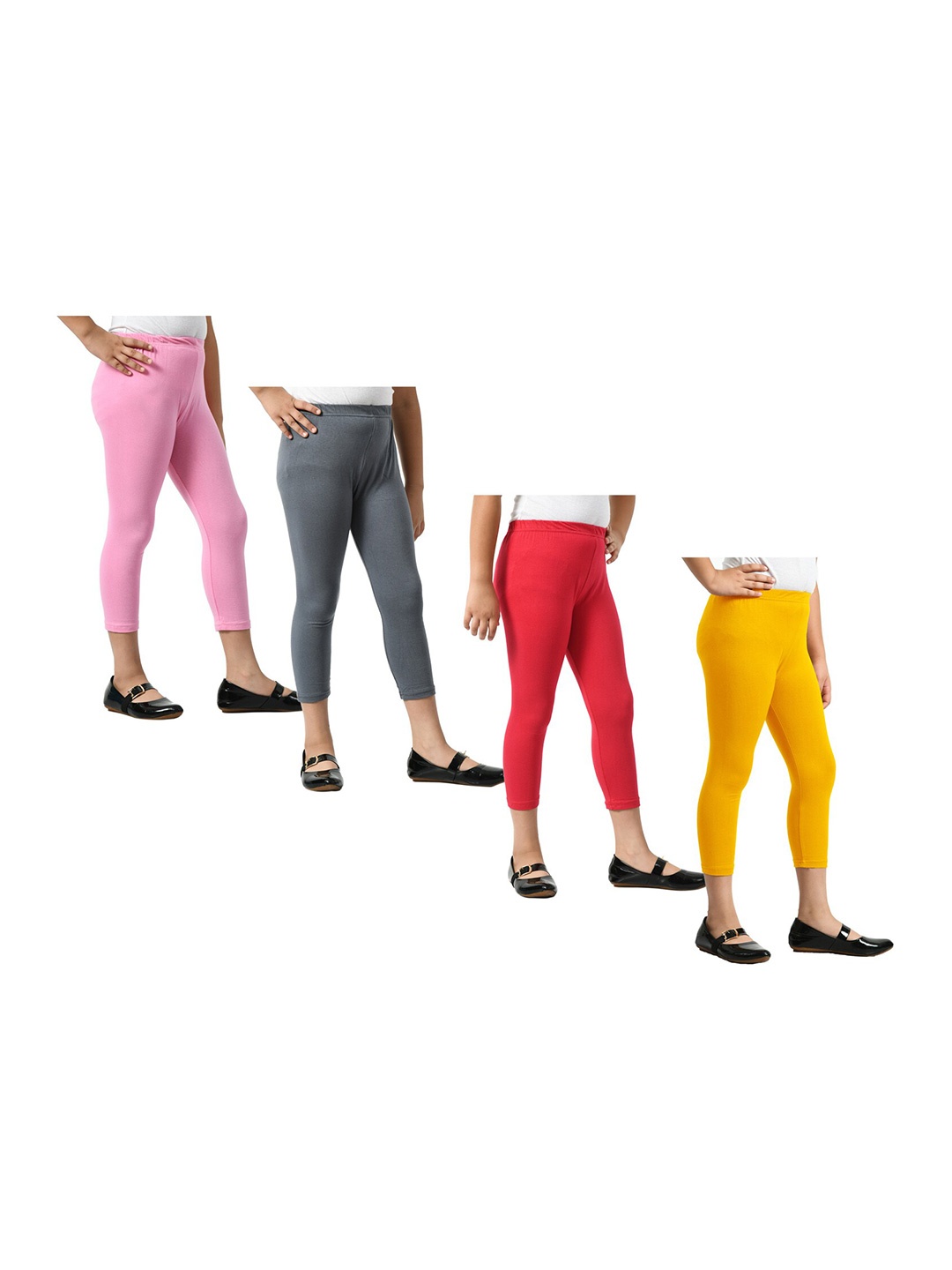 

BAESD Girls Pack Of 4 Skinny Fit Cotton Lycra Capris, Pink