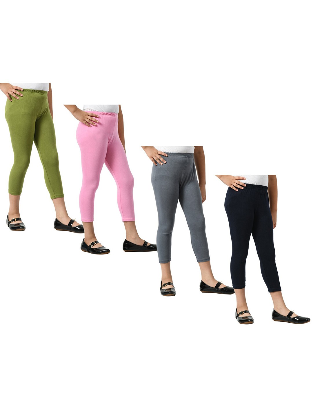 

BAESD Girls Pack Of 4 Skinny Fit Capris, Pink