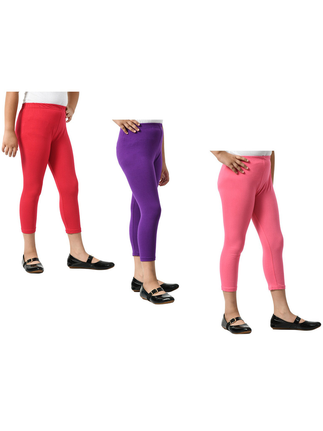 

BAESD Girls Pack Of 3 Mid-Rise Skinny Fit Capris, Purple