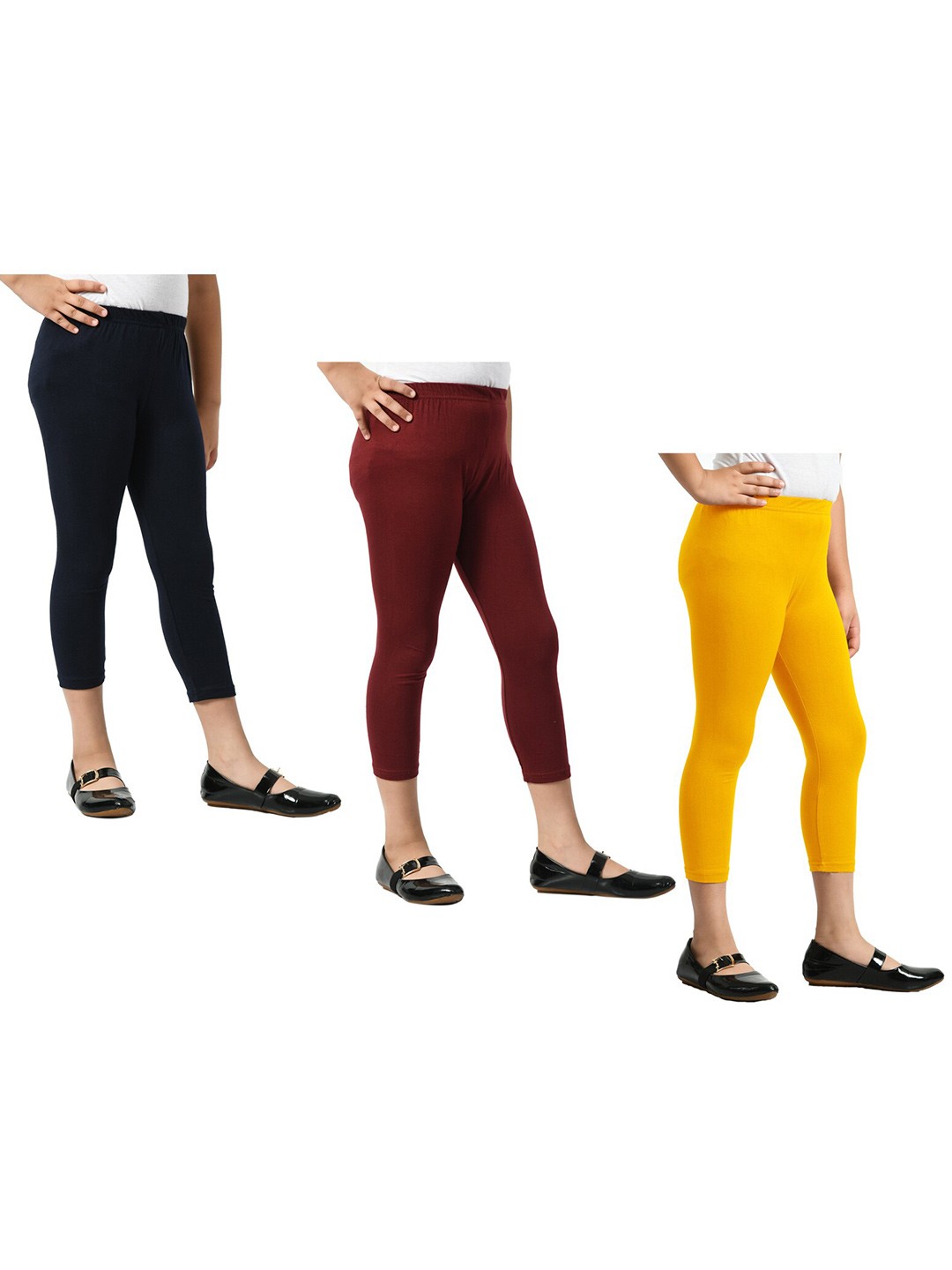 

BAESD Girls Pack Of 3 Mid-Rise Skinny Fit Capris, Maroon